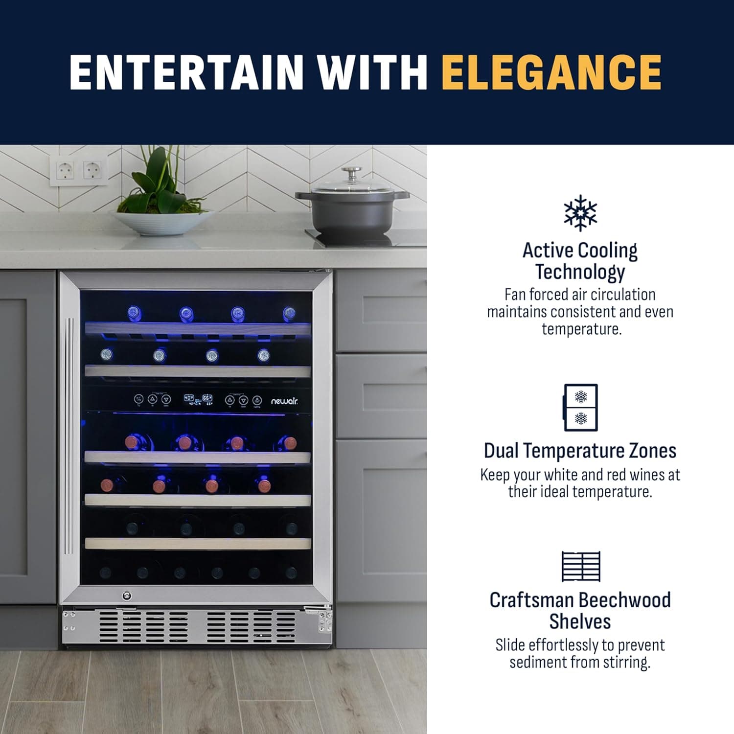 NewAir 24 Inch 46-Bottle Dual Zone Wine Fridge thumbnail 2