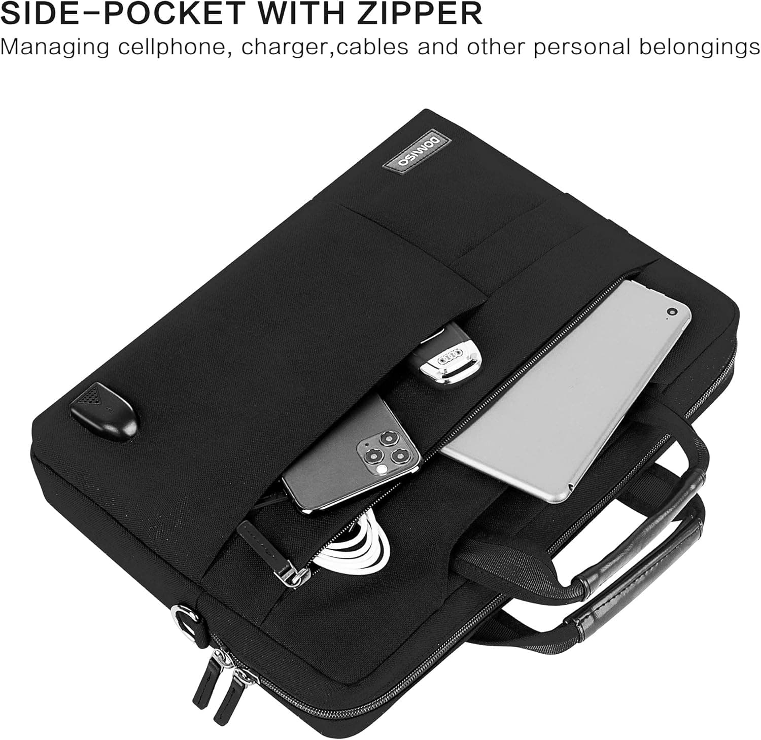 DOMISO 17 Inch Multi-Functional Laptop Sleeve Briefcase with USB Charging Port thumbnail 4
