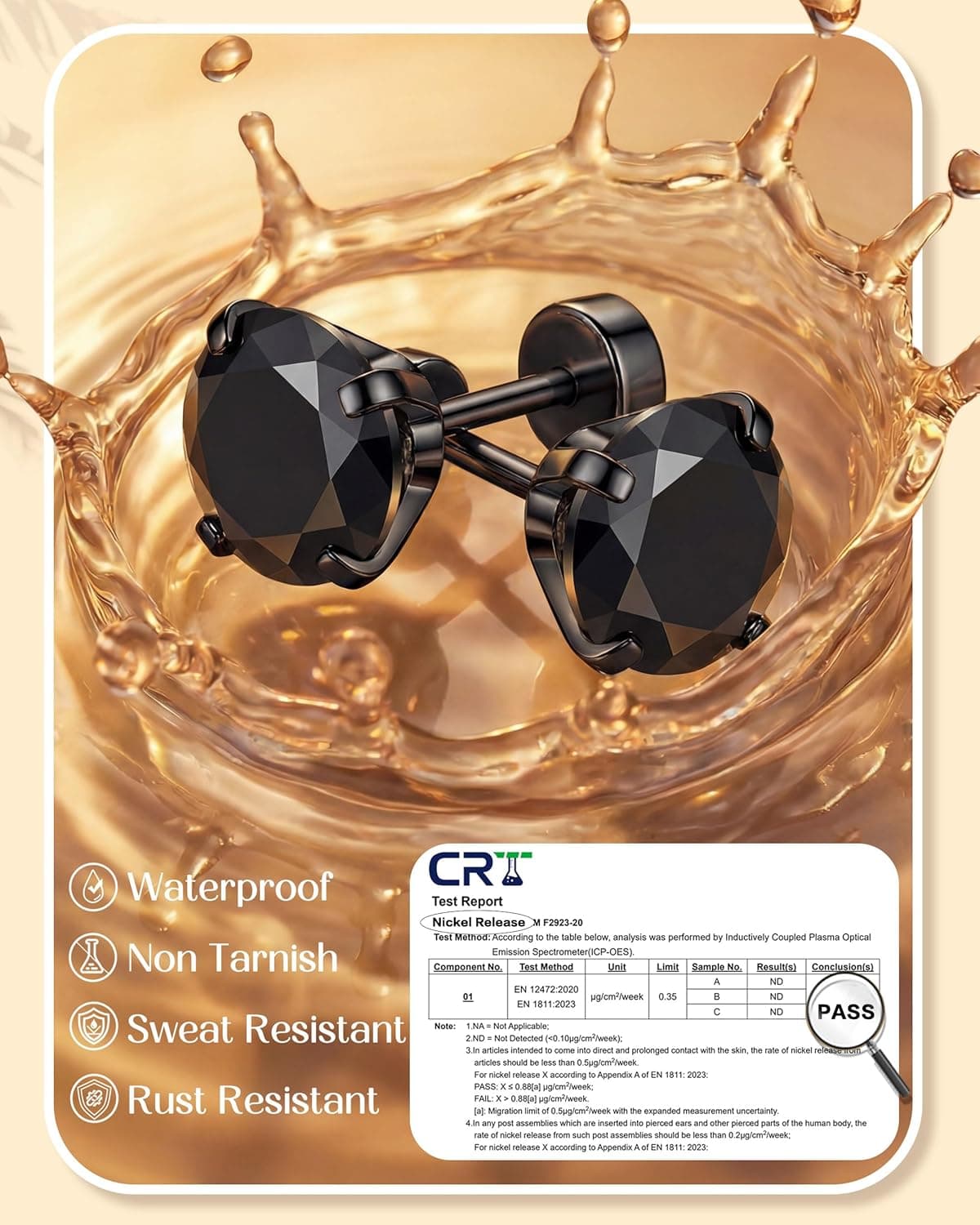 ORAZIO 6 Pairs Hypoallergenic Flat Back CZ Stud Earrings Set thumbnail 4