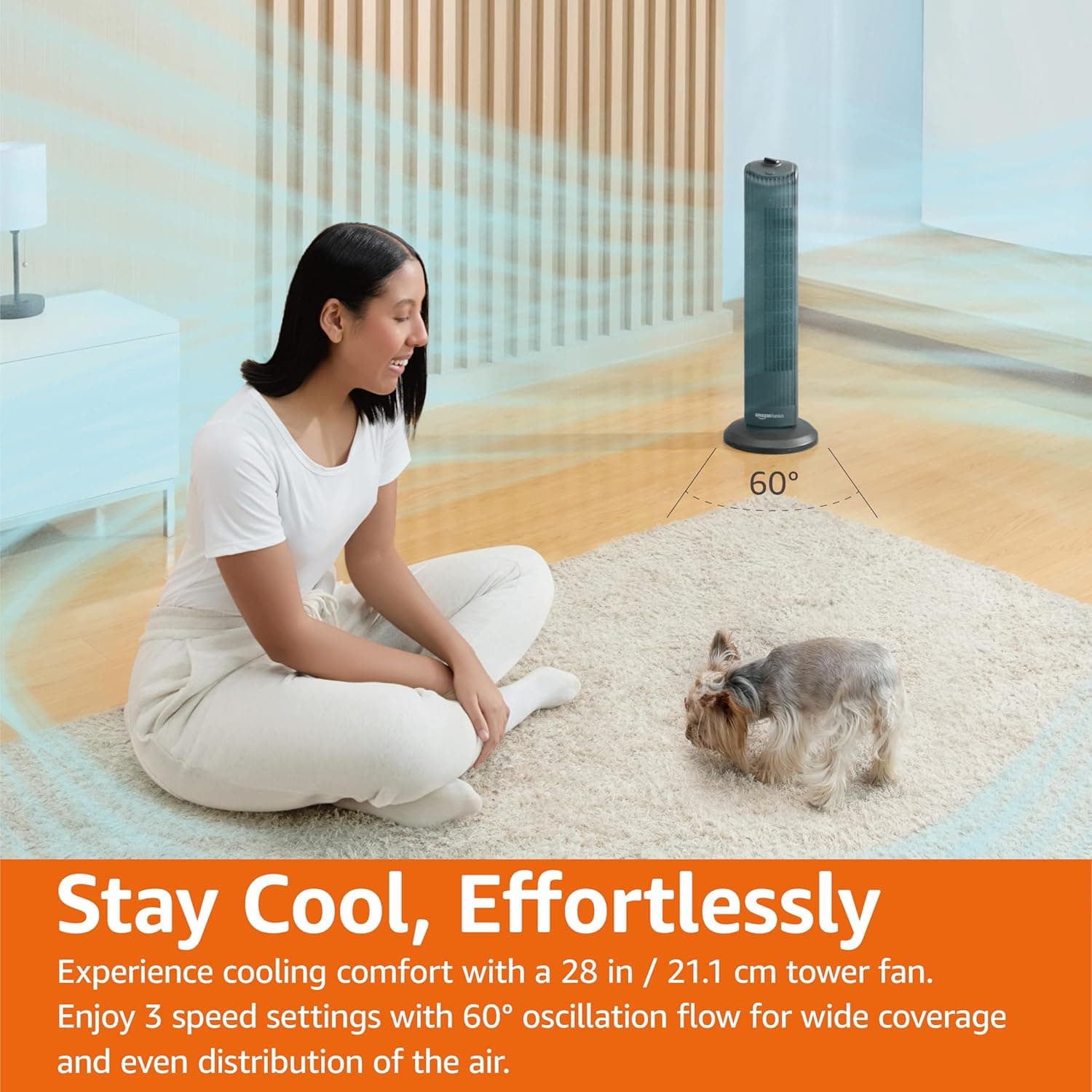 Amazon Basics 28-Inch Oscillating Tower Fan thumbnail 4