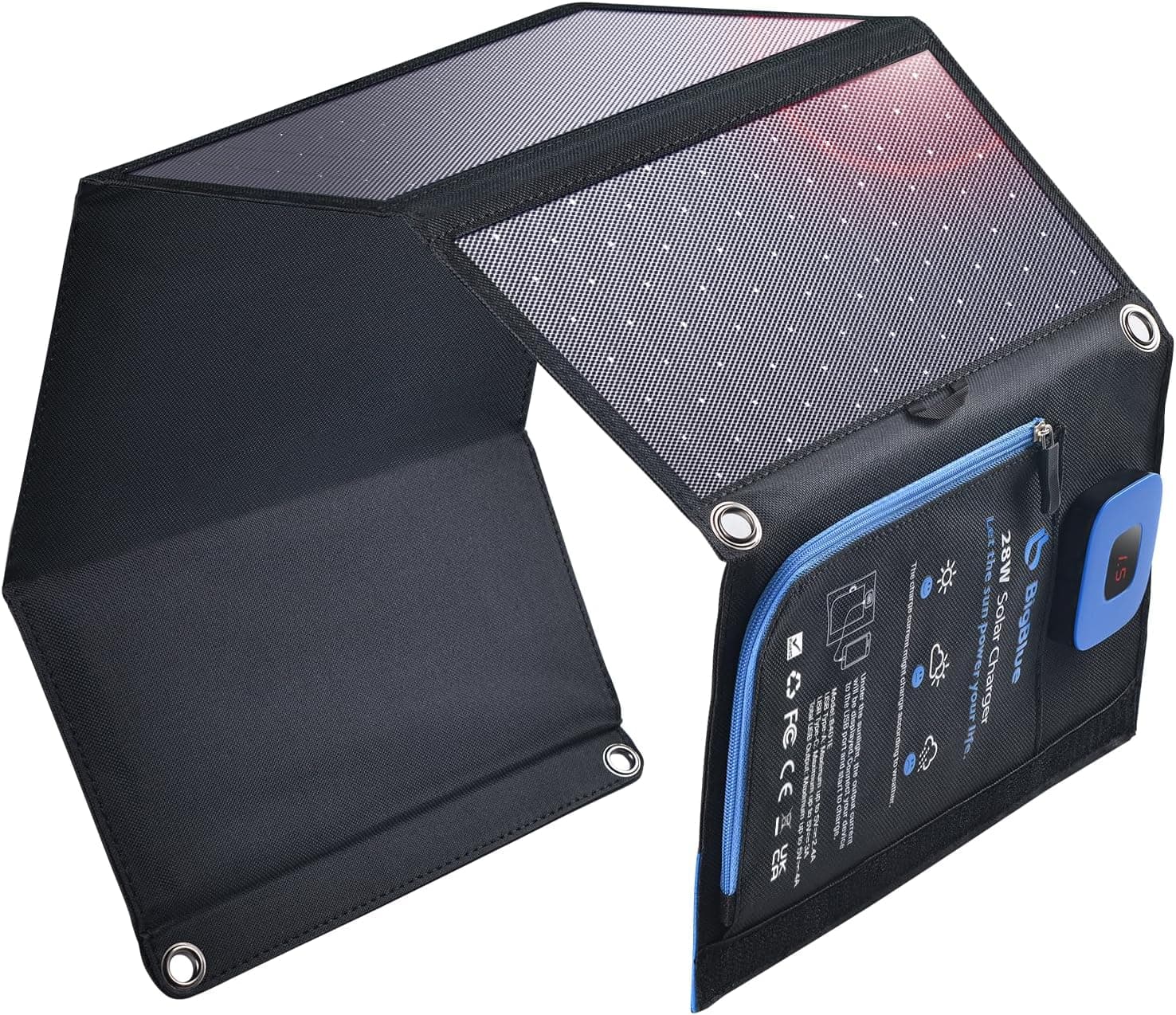 BigBlue 28W Portable Solar Charger with Digital Ammeter - image 1