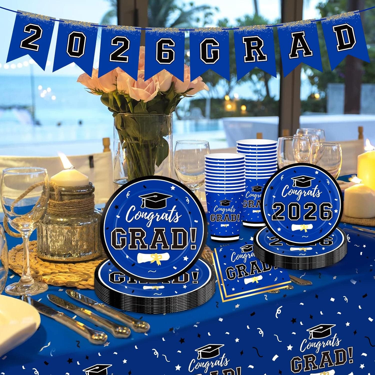 Graduation Tableware Kit for 50 Guests (Blue) thumbnail 2