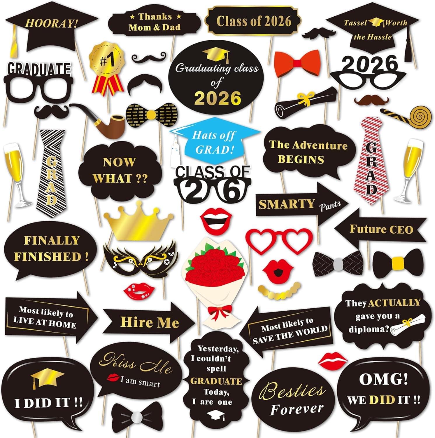 Konsait Graduation Photo Booth Props (50 Count) thumbnail 2