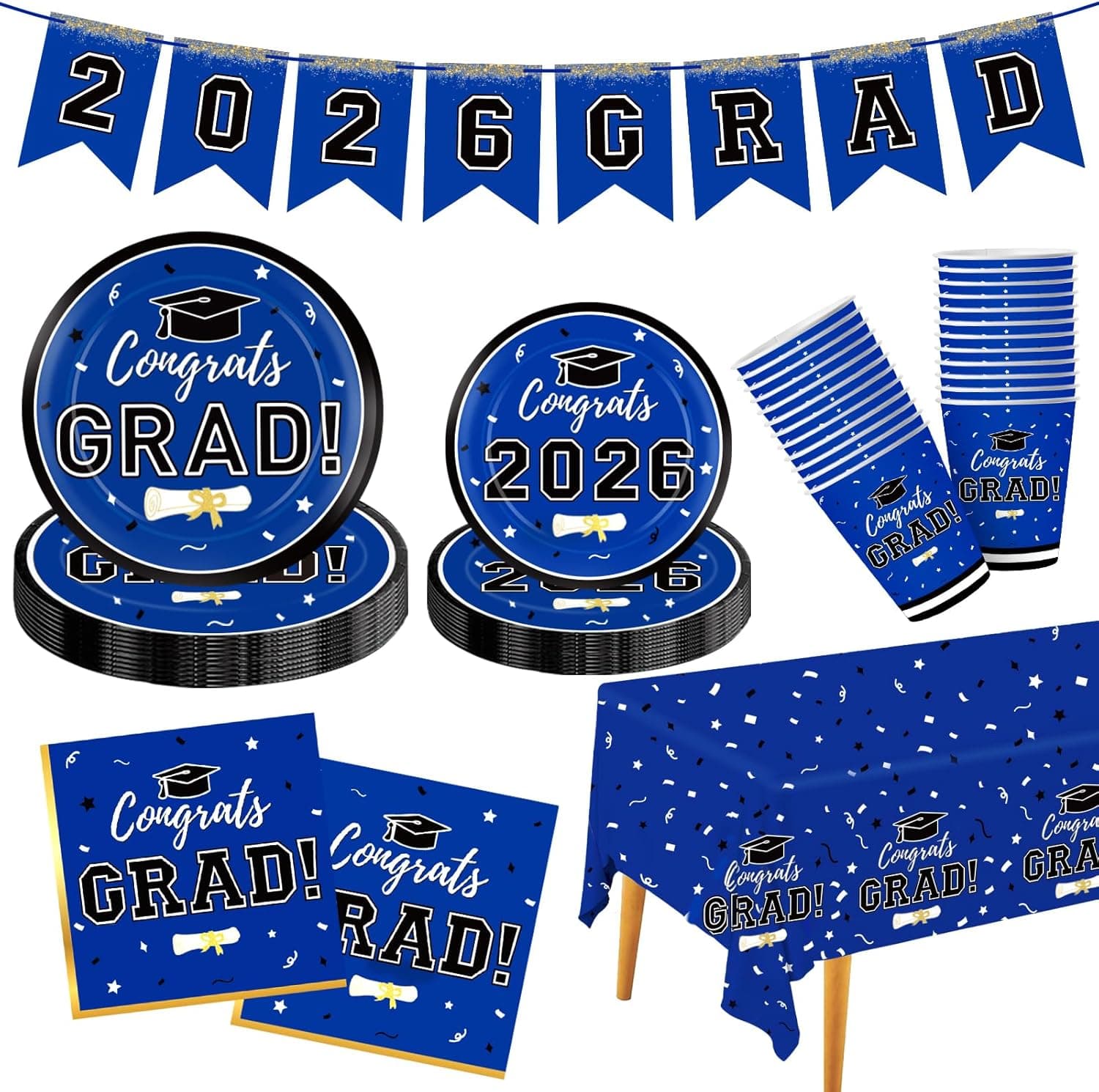 Graduation Tableware Kit for 50 Guests (Blue) - image 1