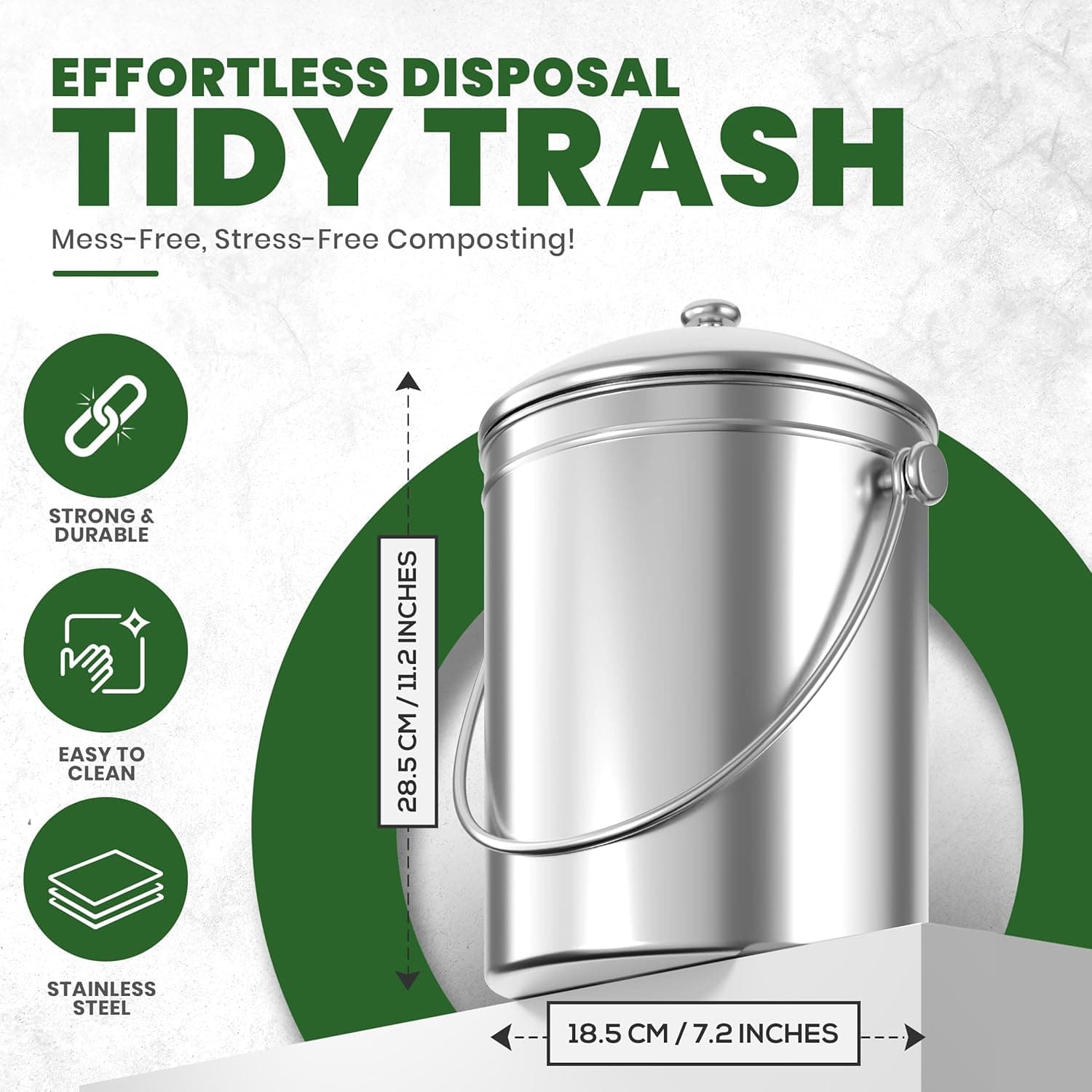 Utopia Kitchen Countertop Compost Bin 1.3 Gallon thumbnail 2