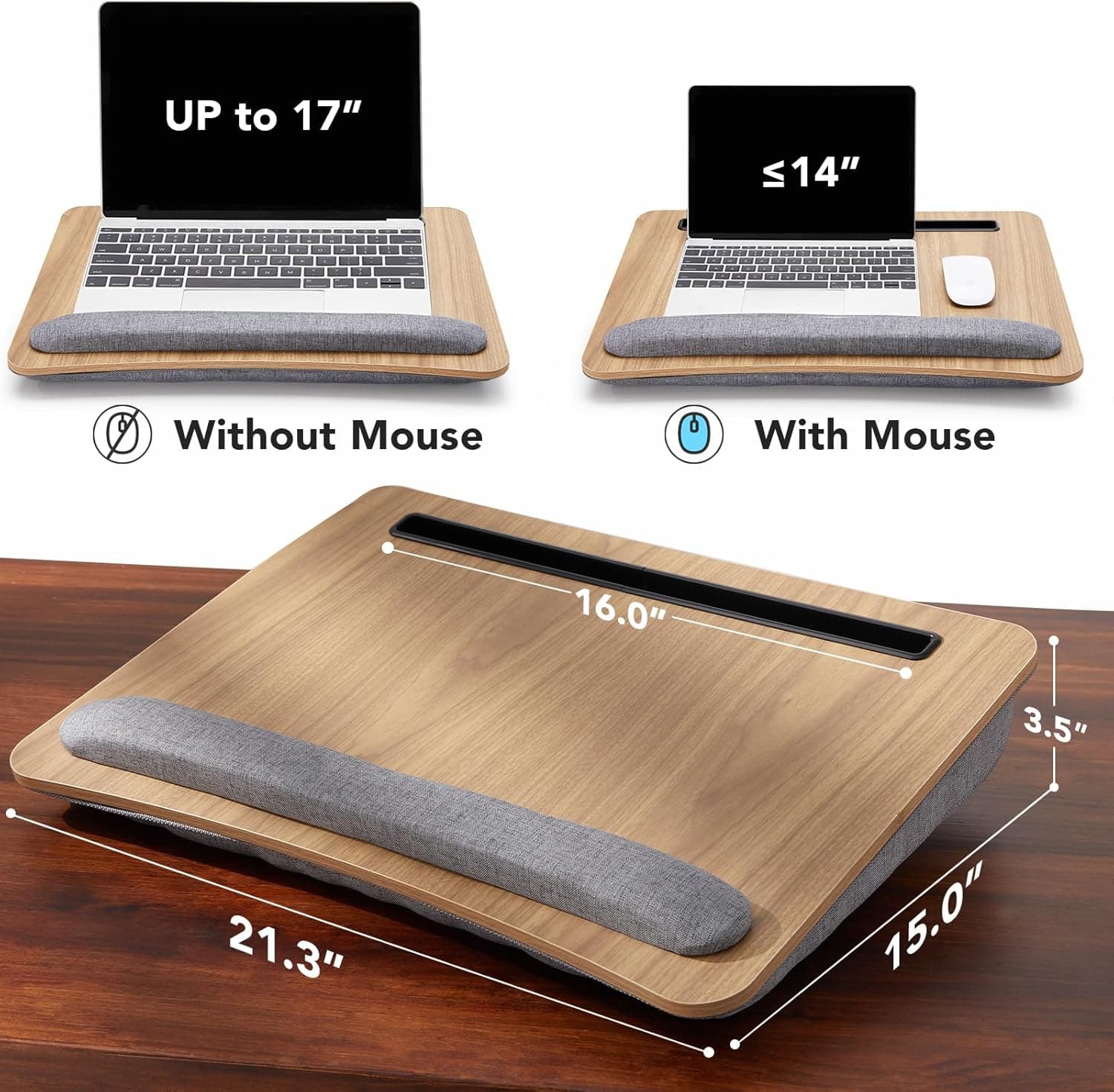 HUANUO Lap Laptop Desk with Pillow Cushion thumbnail 3