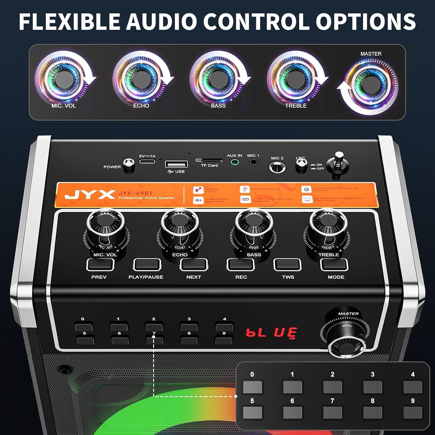 JYX Karaoke Machine with 2 Wireless Microphones thumbnail 3