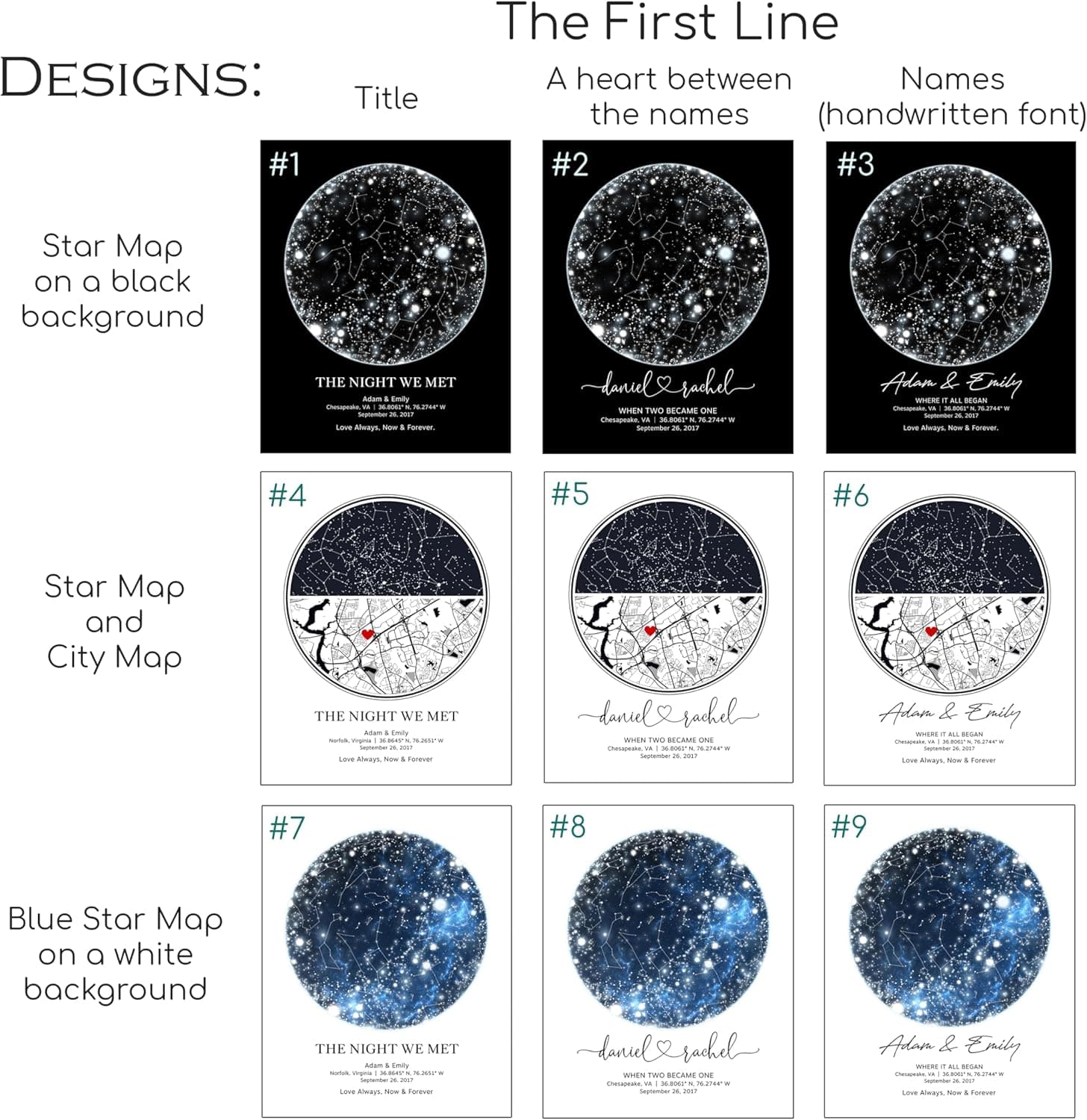 Custom Star Map Print - Personalized Constellation Night Sky by Date Wall Art thumbnail 2