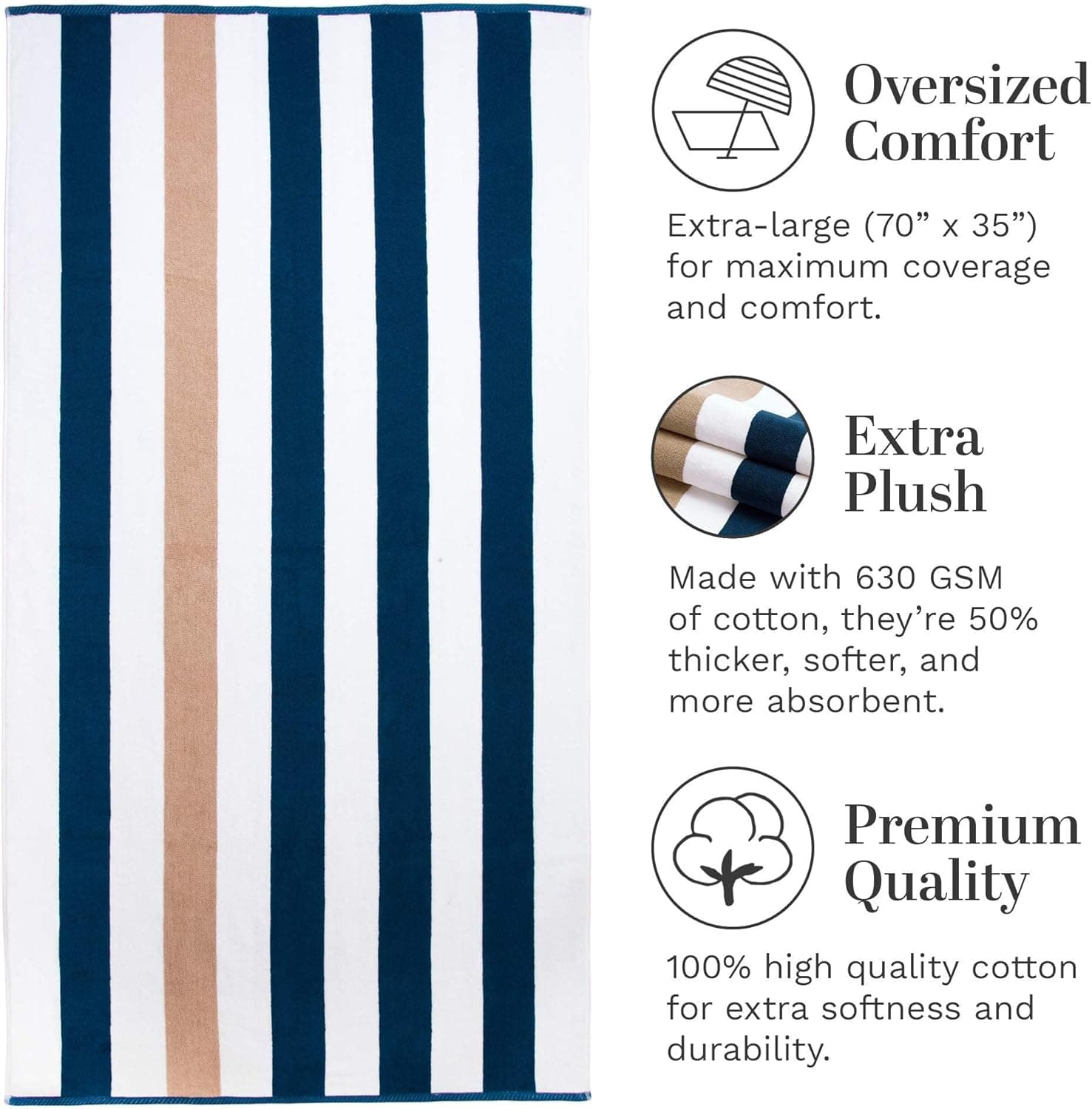 Laguna Beach Textile Co. Striped Cabana Beach Towel thumbnail 3