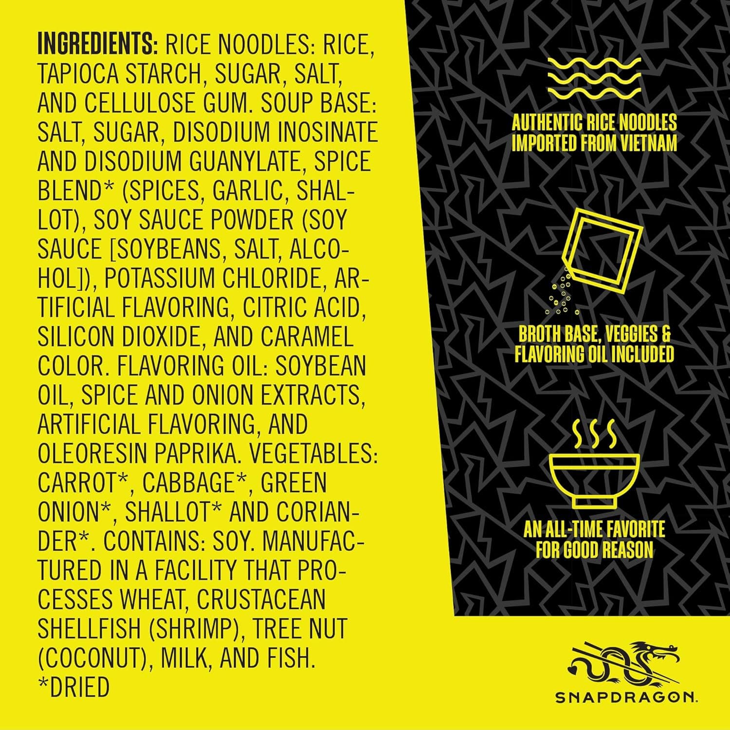 Snapdragon Pho Instant Noodle Bowls, 2.3 oz (9 Pack) thumbnail 3