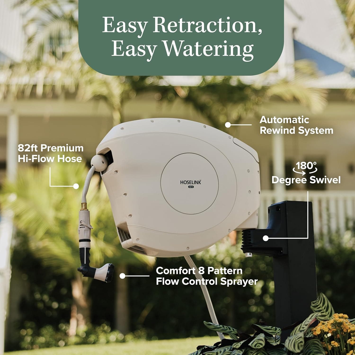 Hoselink Classic Retractable Garden Hose Reel 82 ft thumbnail 2