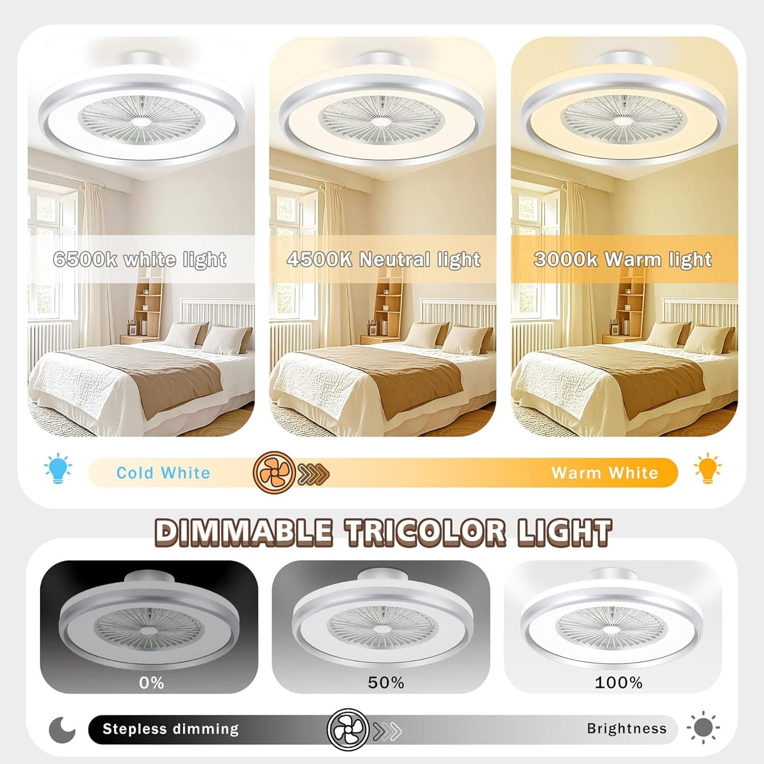 KAMLAM 24" Smart Bladeless Ceiling Fan with RGB Ambient Light thumbnail 2