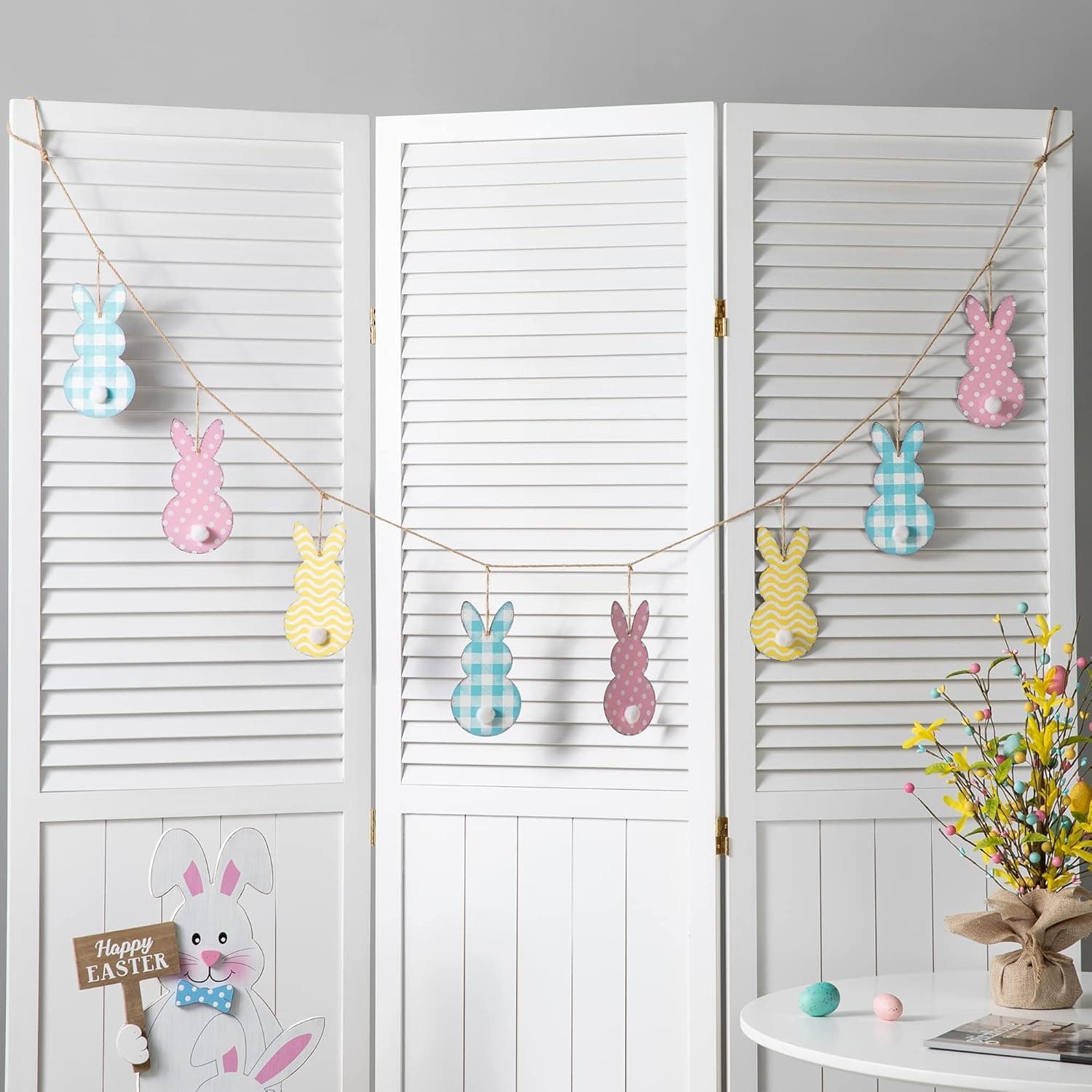 Glitzhome 72-Inch Easter Metal Bunny Garland thumbnail 2