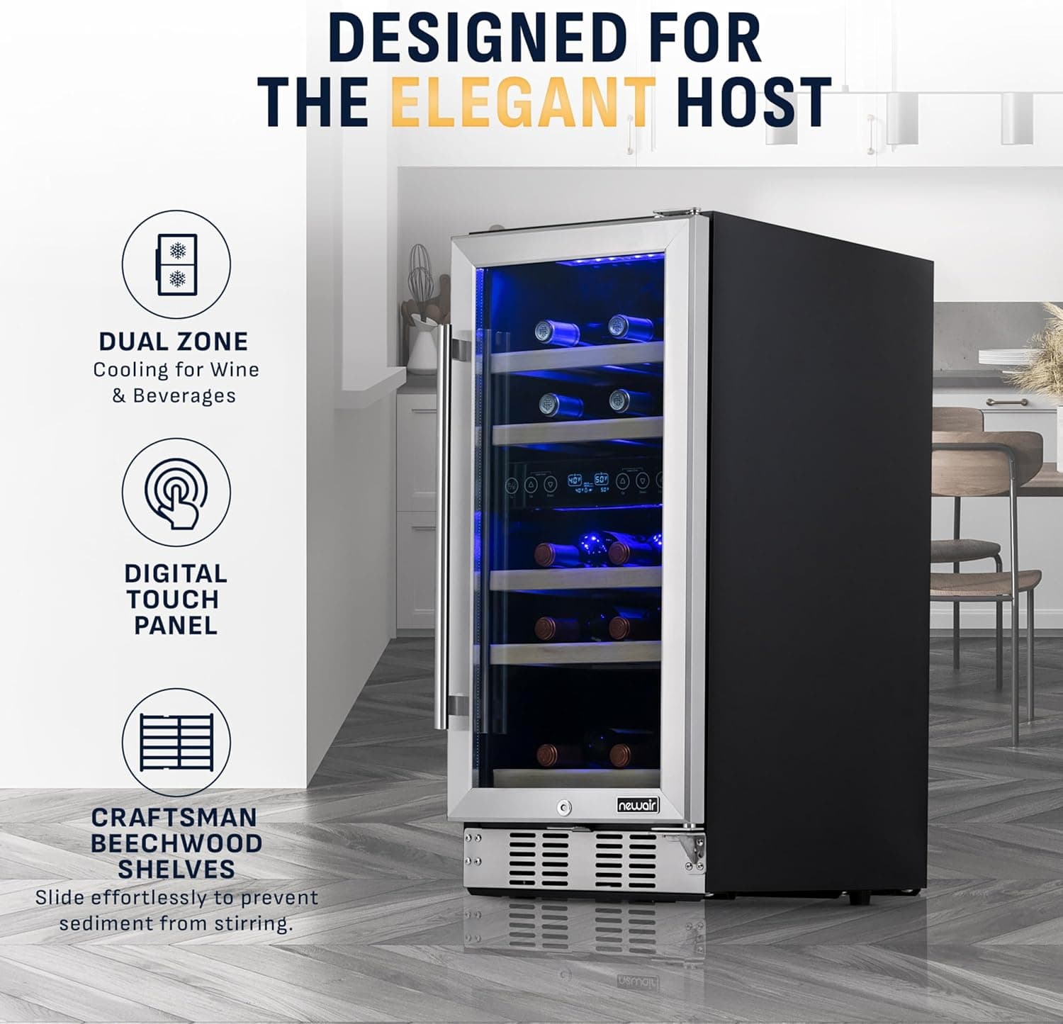 NewAir 15 Inch 29-Bottle Dual Zone Wine Fridge thumbnail 2