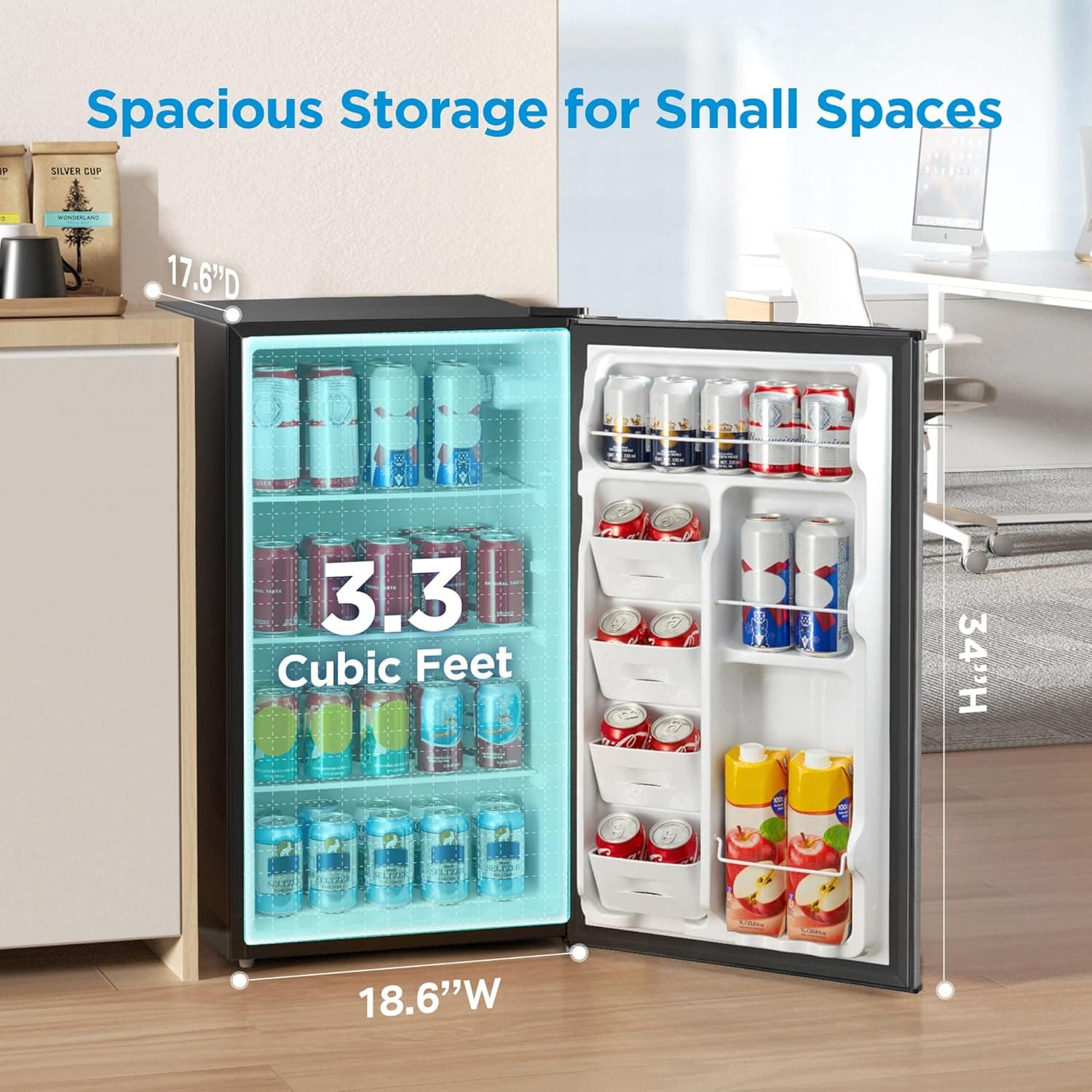 Midea MERM33S1AST 3.3 Cu.Ft Compact Fridge thumbnail 2