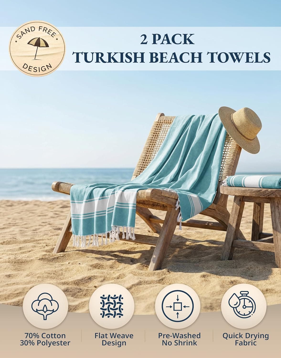 LANE LINEN Oversized Beach Towel (2-Pack) thumbnail 2