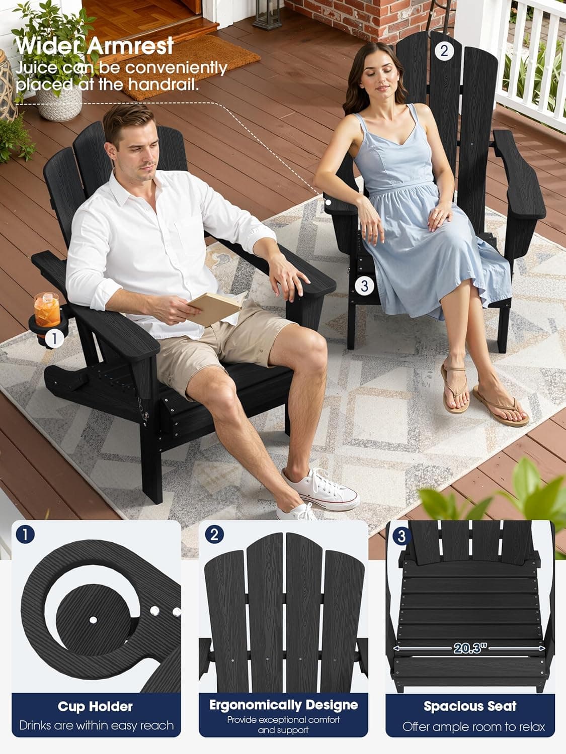 KINGYES Folding Adirondack Chair thumbnail 3