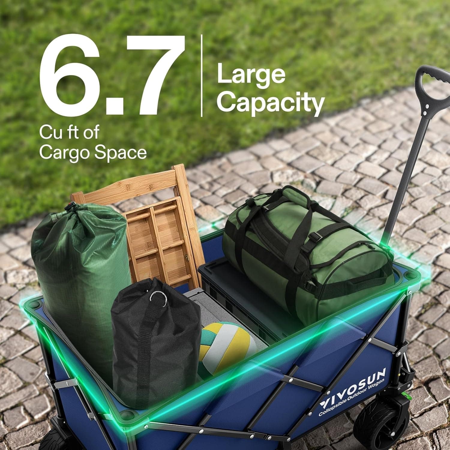 VIVOSUN Collapsible Folding Wagon with All-Terrain Wheels thumbnail 2