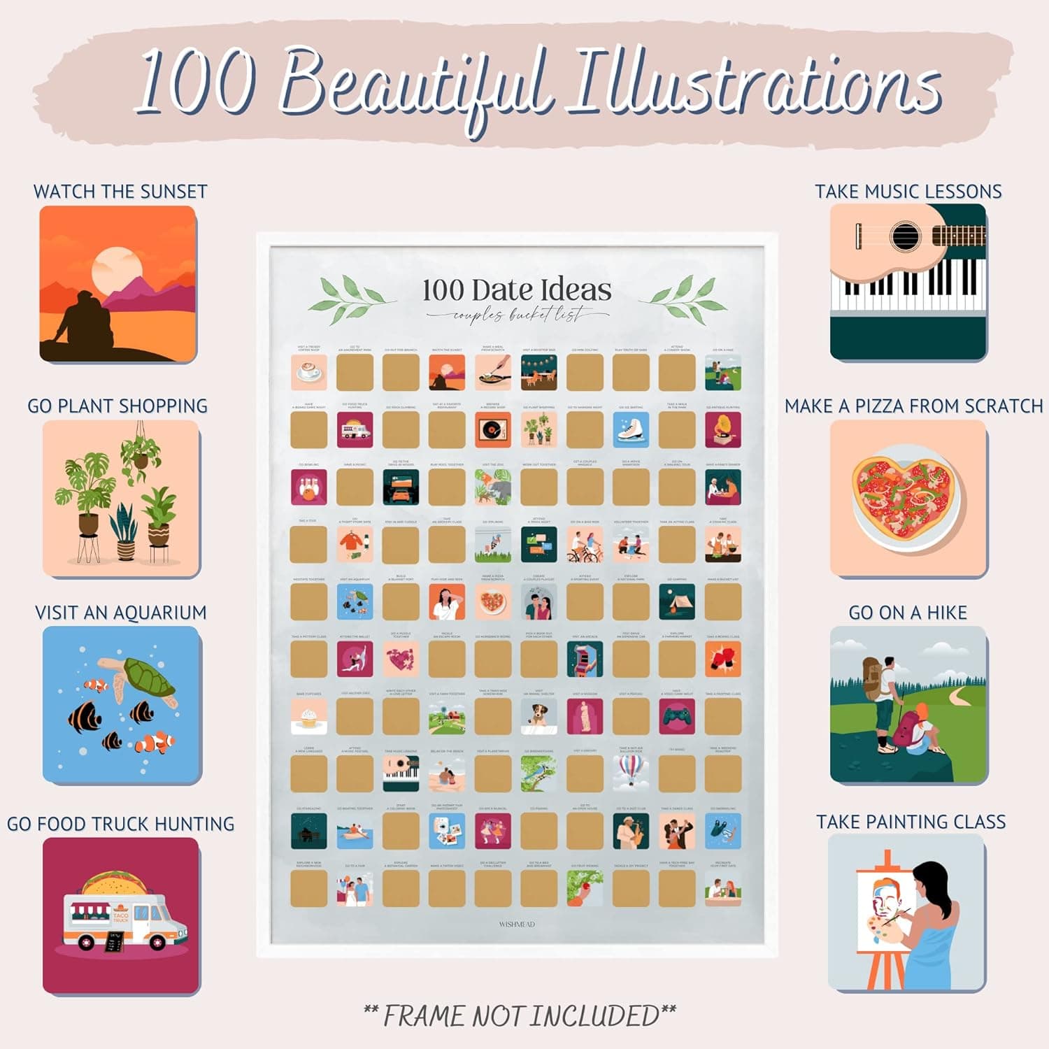 WISHMEAD 100 Dates Scratch Off Poster - Couples Bucket List thumbnail 5