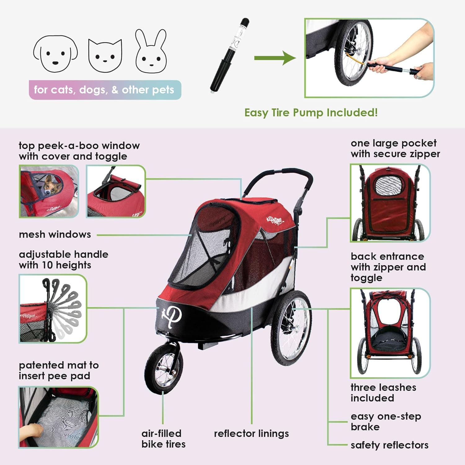 PETIQUE Trailblazer Pet Jogger Stroller thumbnail 4