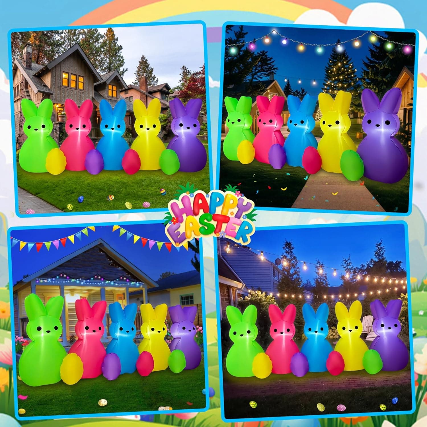 SEASONBLOW 8 FT Easter Inflatables Bunny Family thumbnail 5