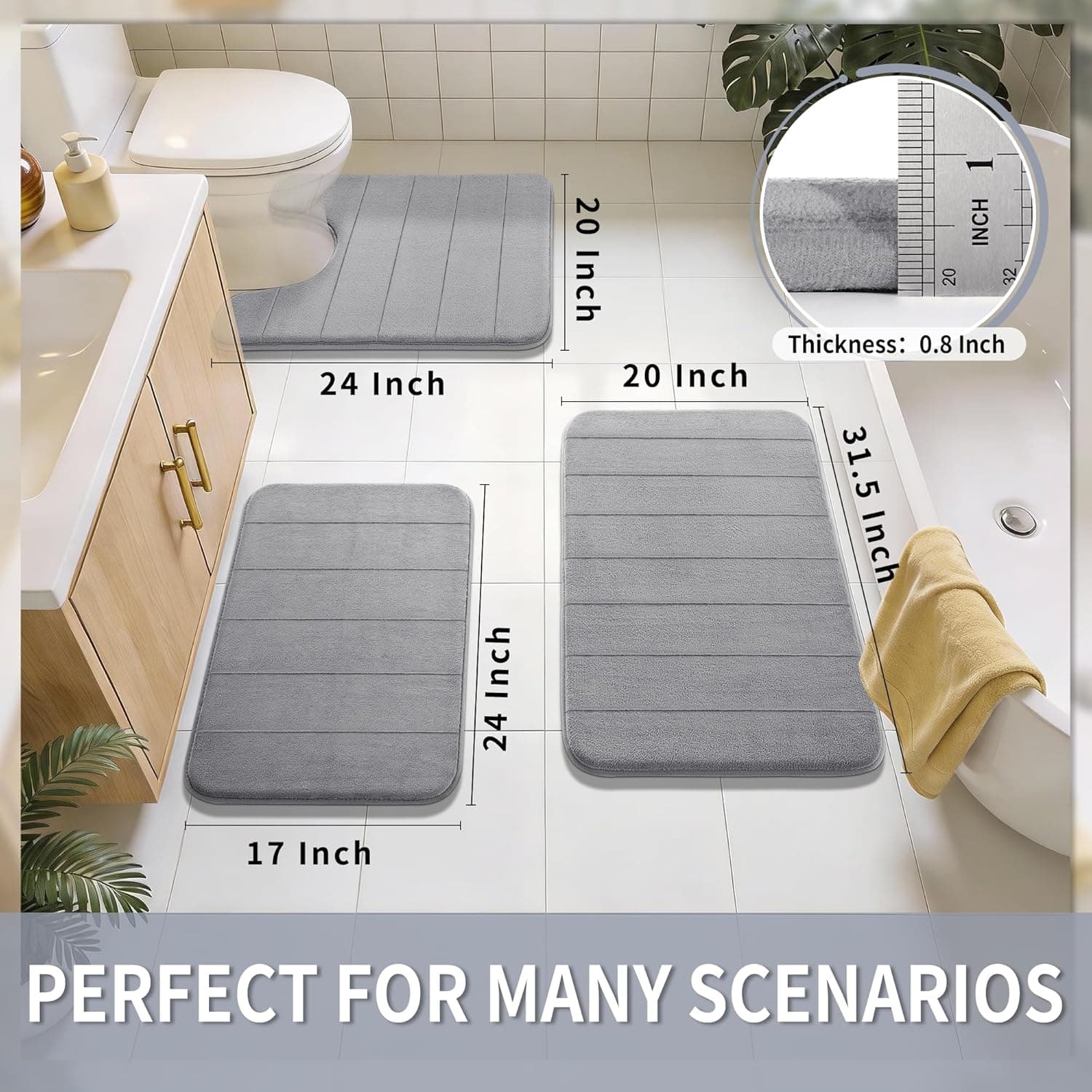 Yimobra Memory Foam Bath Mat 24x17 thumbnail 2