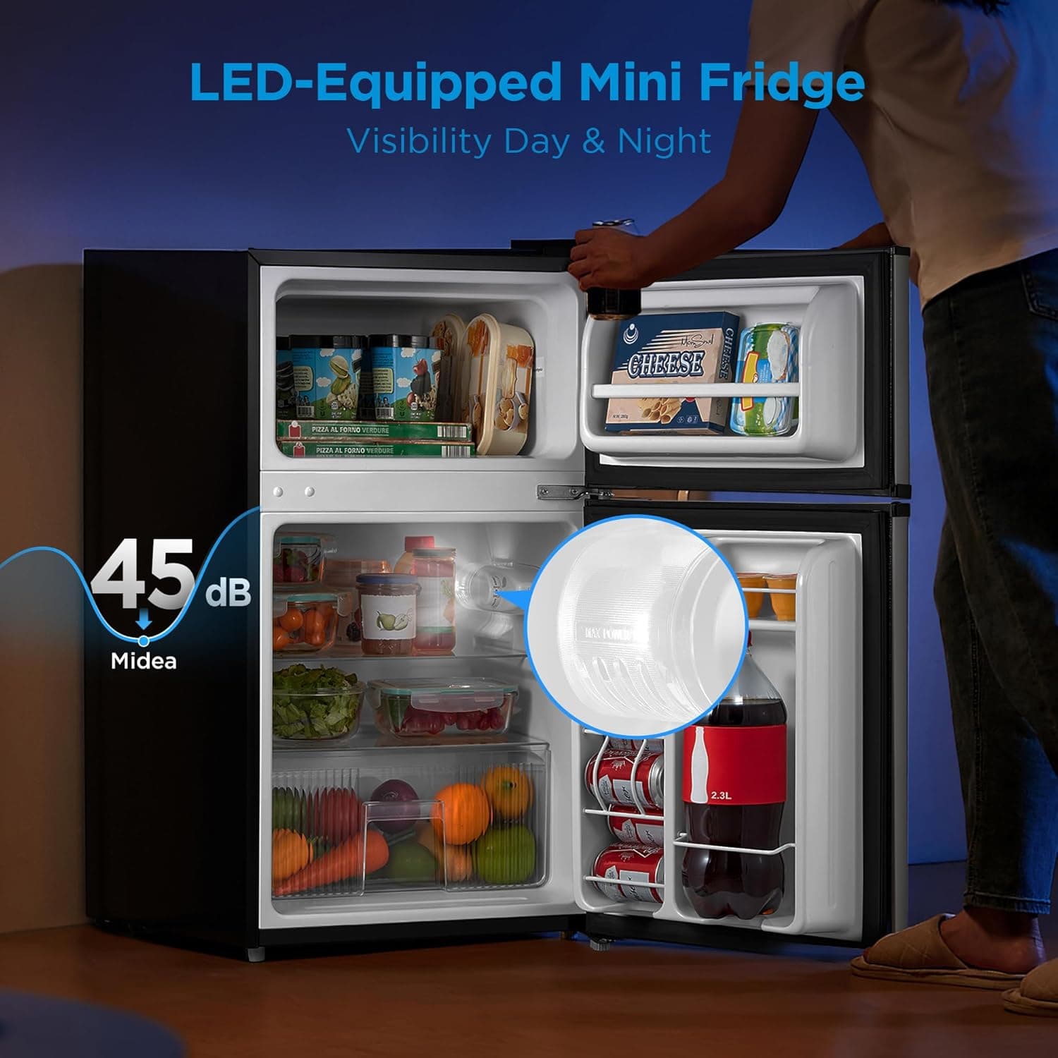 Midea WHD-113FSS1 3.1 Cu.Ft Double Door Mini Fridge thumbnail 4