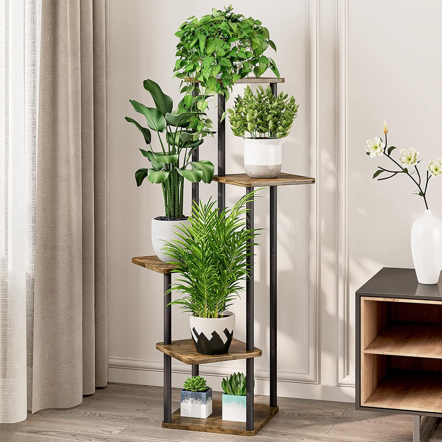 AZERPIAN 5-Tier Metal Corner Plant Stand — Indoor Flower Shelf Rack thumbnail 2