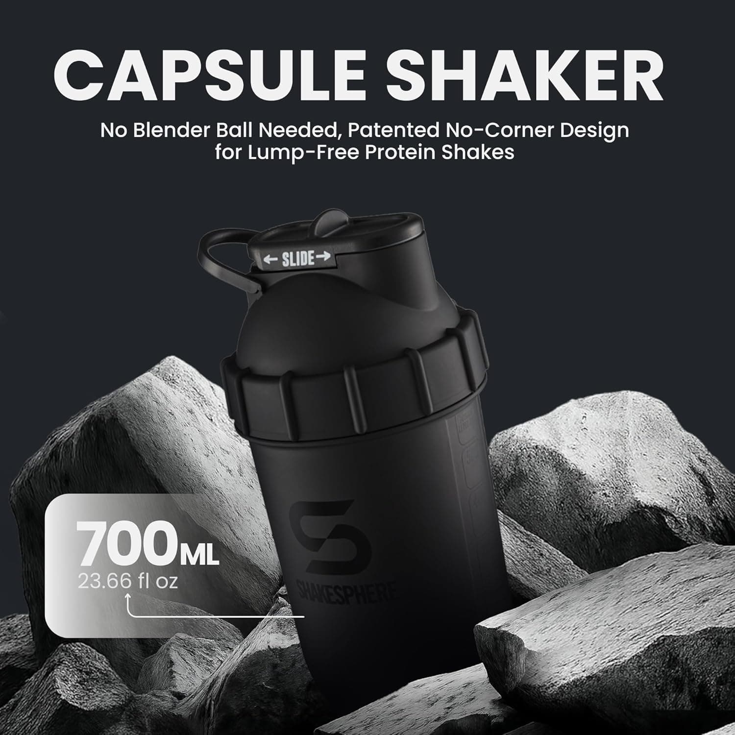 ShakeSphere Tumbler Protein Shaker Bottle 24oz thumbnail 3