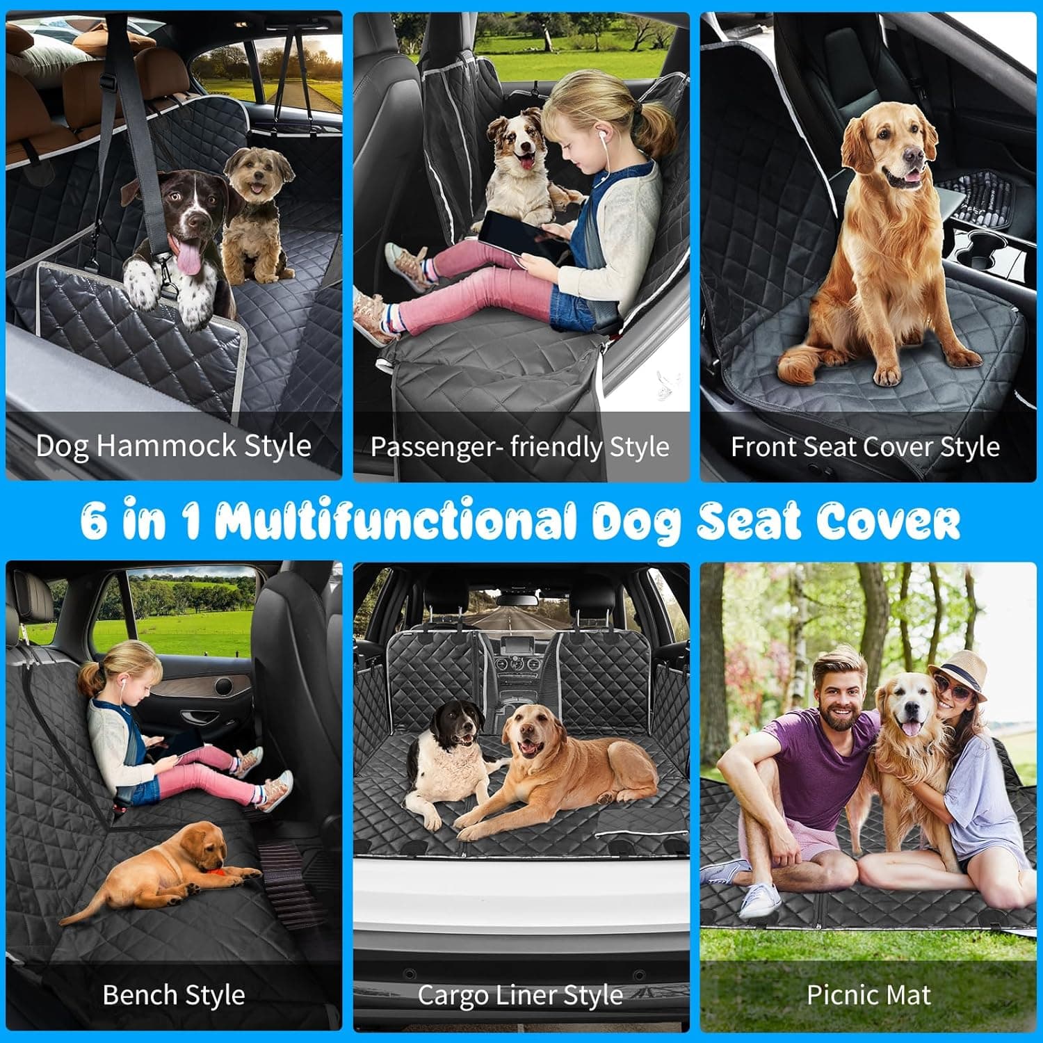 URPOWER 6-in-1 Dog Car Seat Cover thumbnail 2