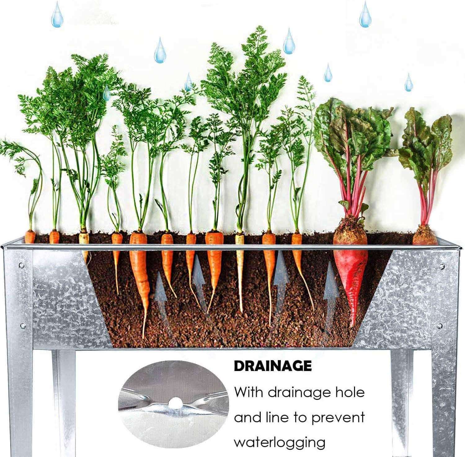 FOYUEE Galvanized Raised Garden Bed with Legs thumbnail 5