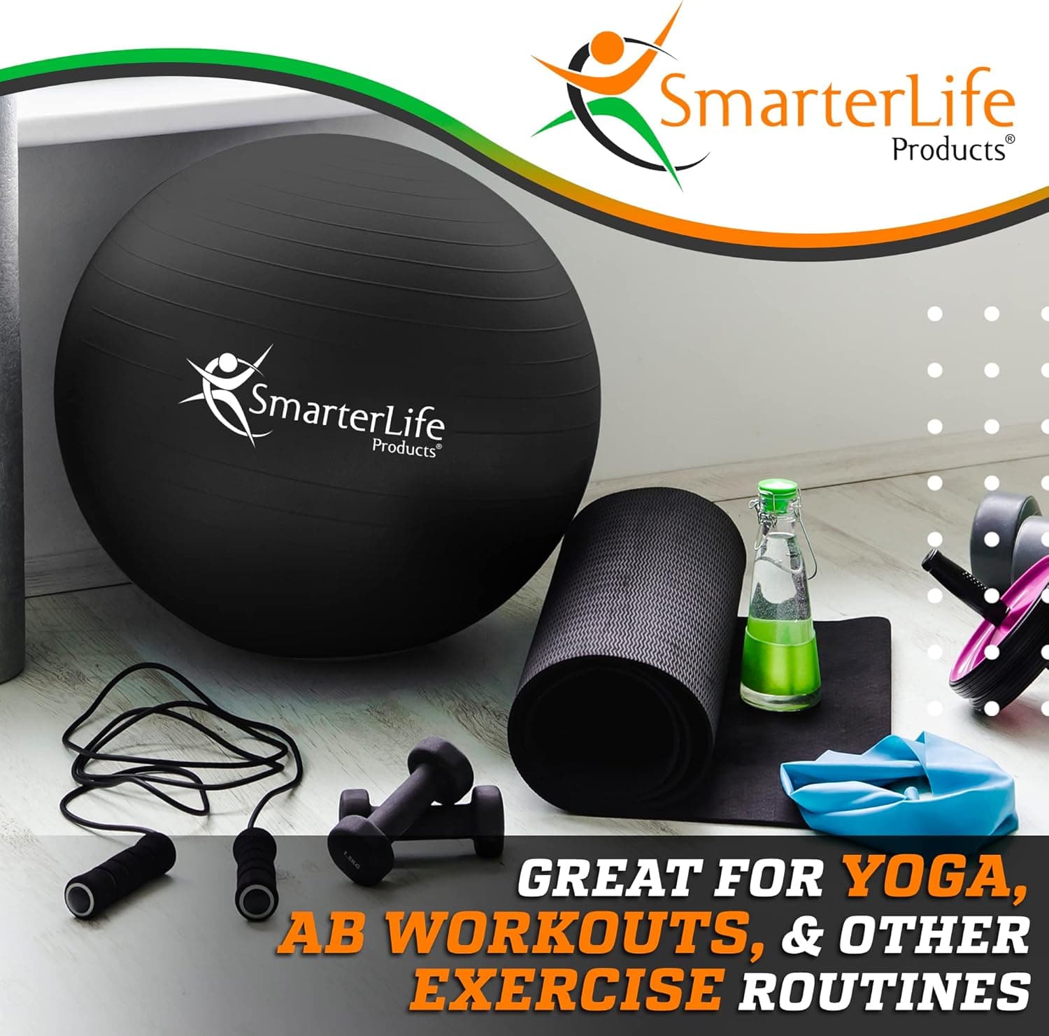 SmarterLife Exercise Ball for Fitness, Balance & Stability thumbnail 2