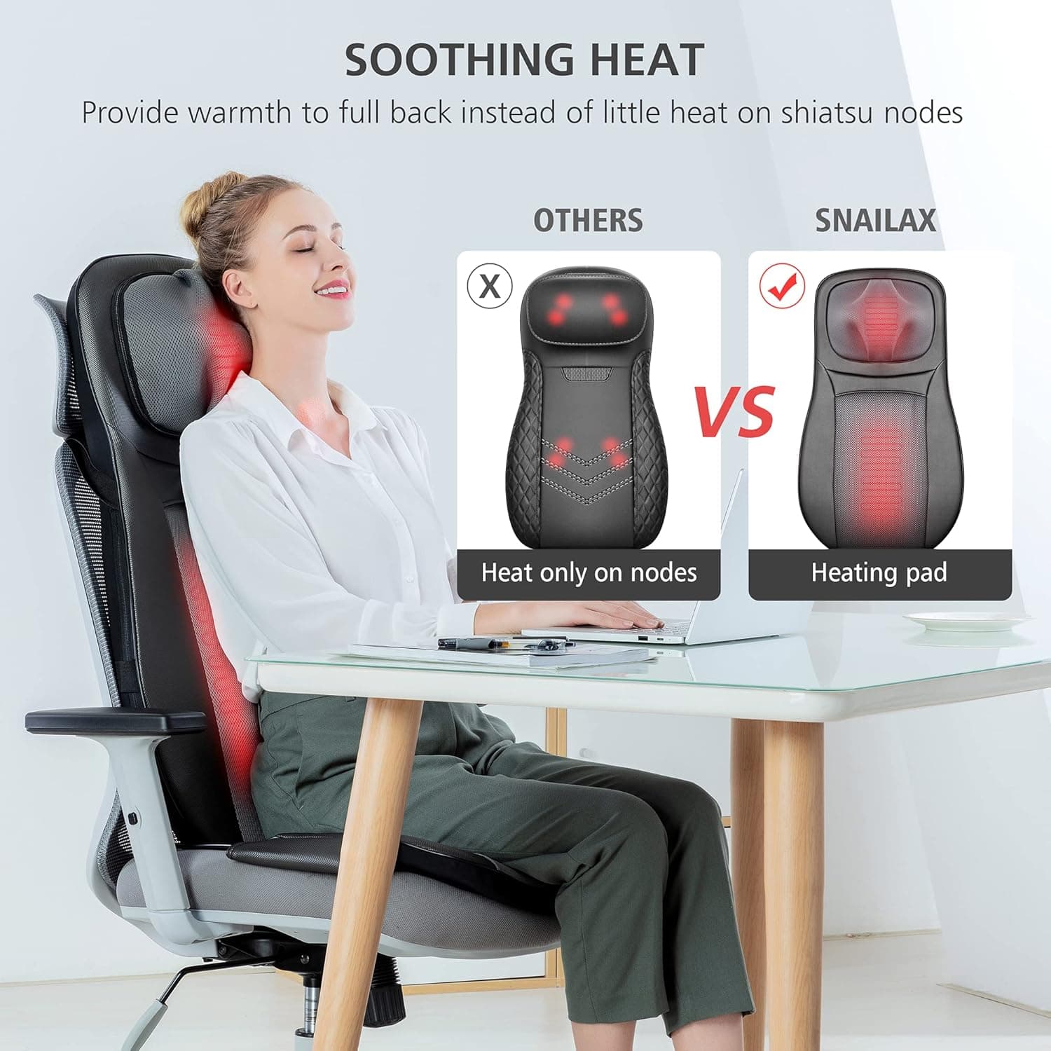 Snailax Shiatsu Neck and Back Massager with Heat (SL-233) thumbnail 4