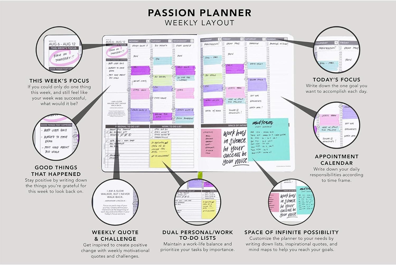 Passion Planner Medium Undated - Weekly Agenda & Reflection Journal thumbnail 3