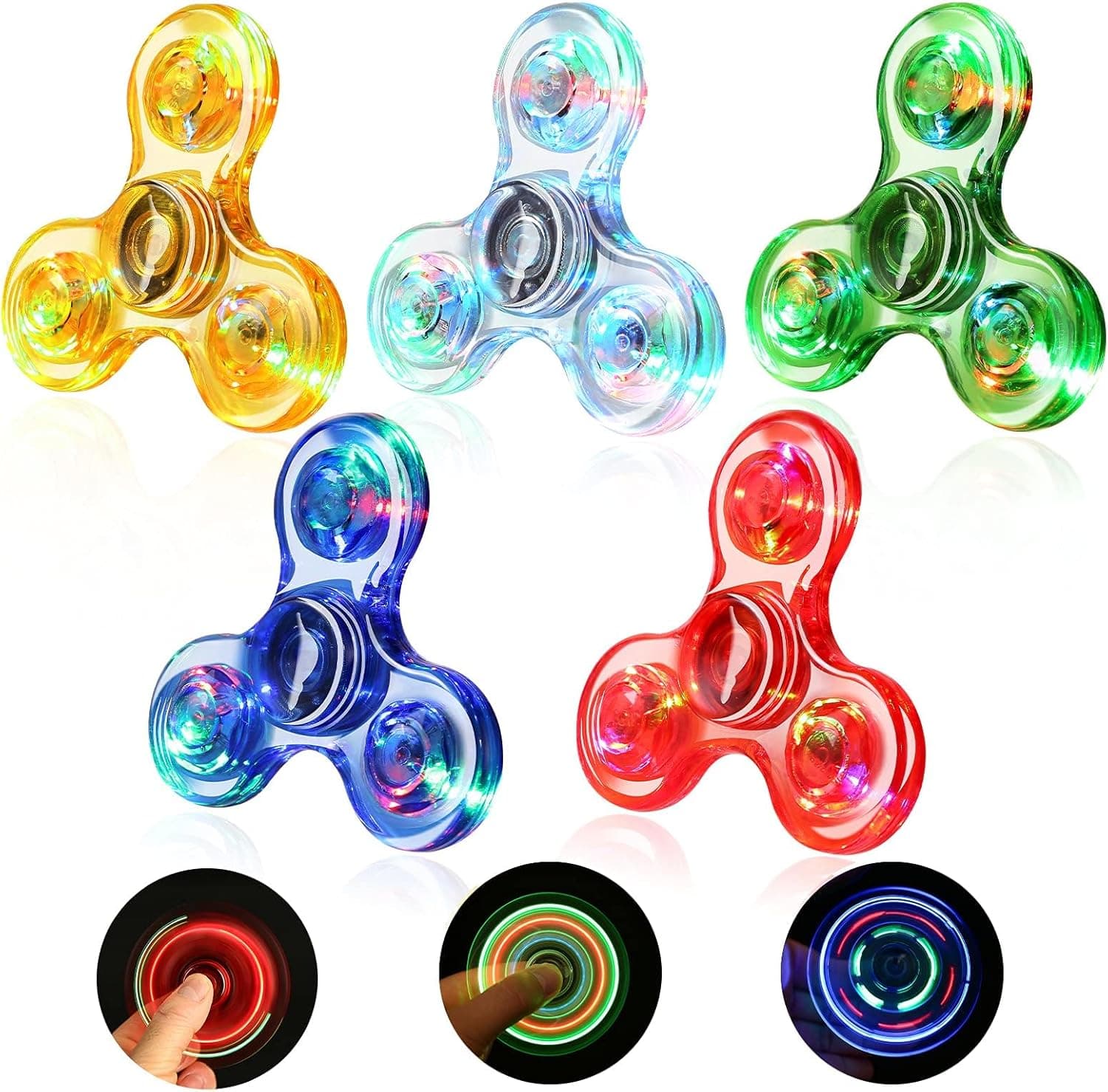 SCIONE 5-Pack LED Light Up Fidget Spinners