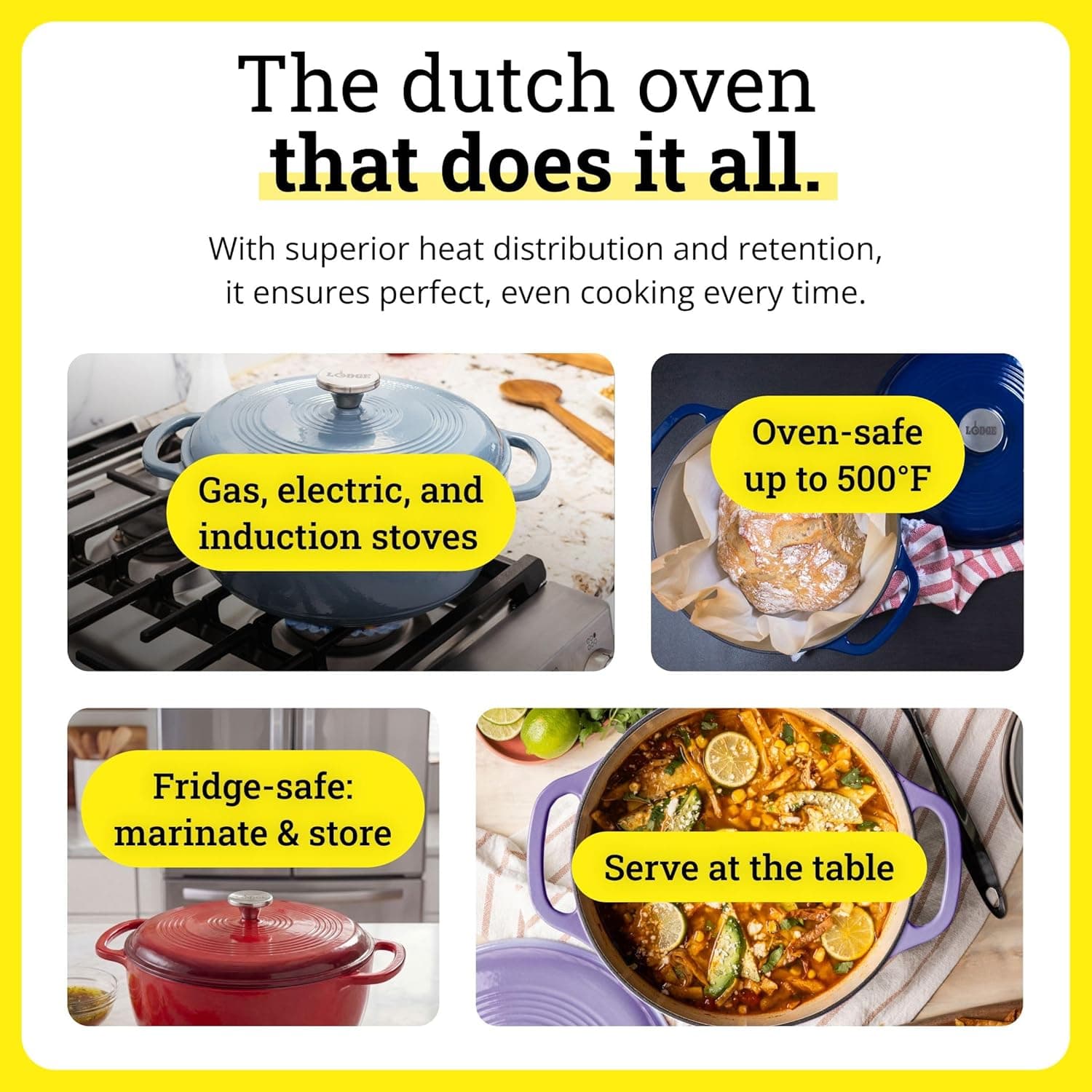 Lodge Enameled Cast Iron 6-Qt Dutch Oven thumbnail 4