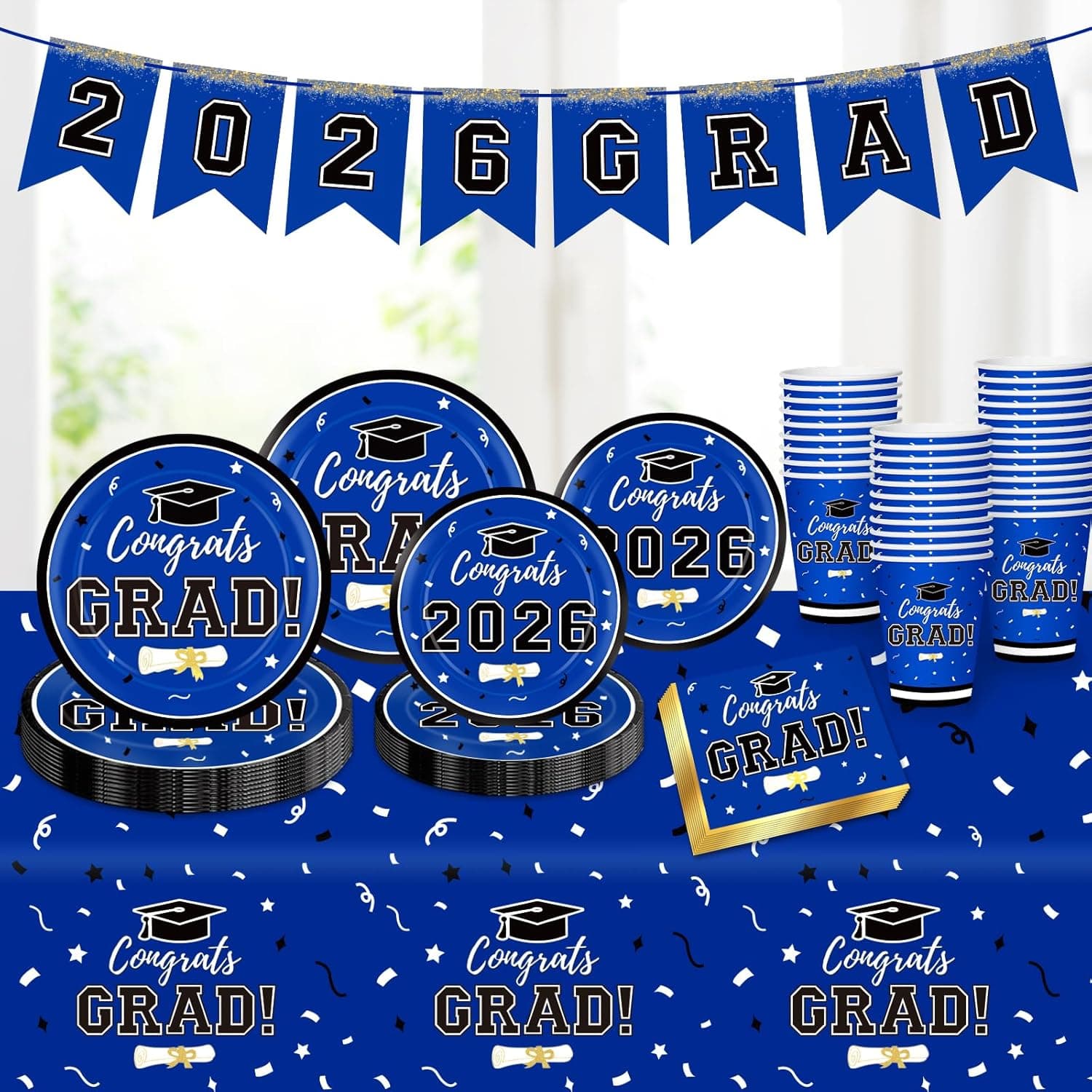 Graduation Tableware Kit for 50 Guests (Blue) thumbnail 5