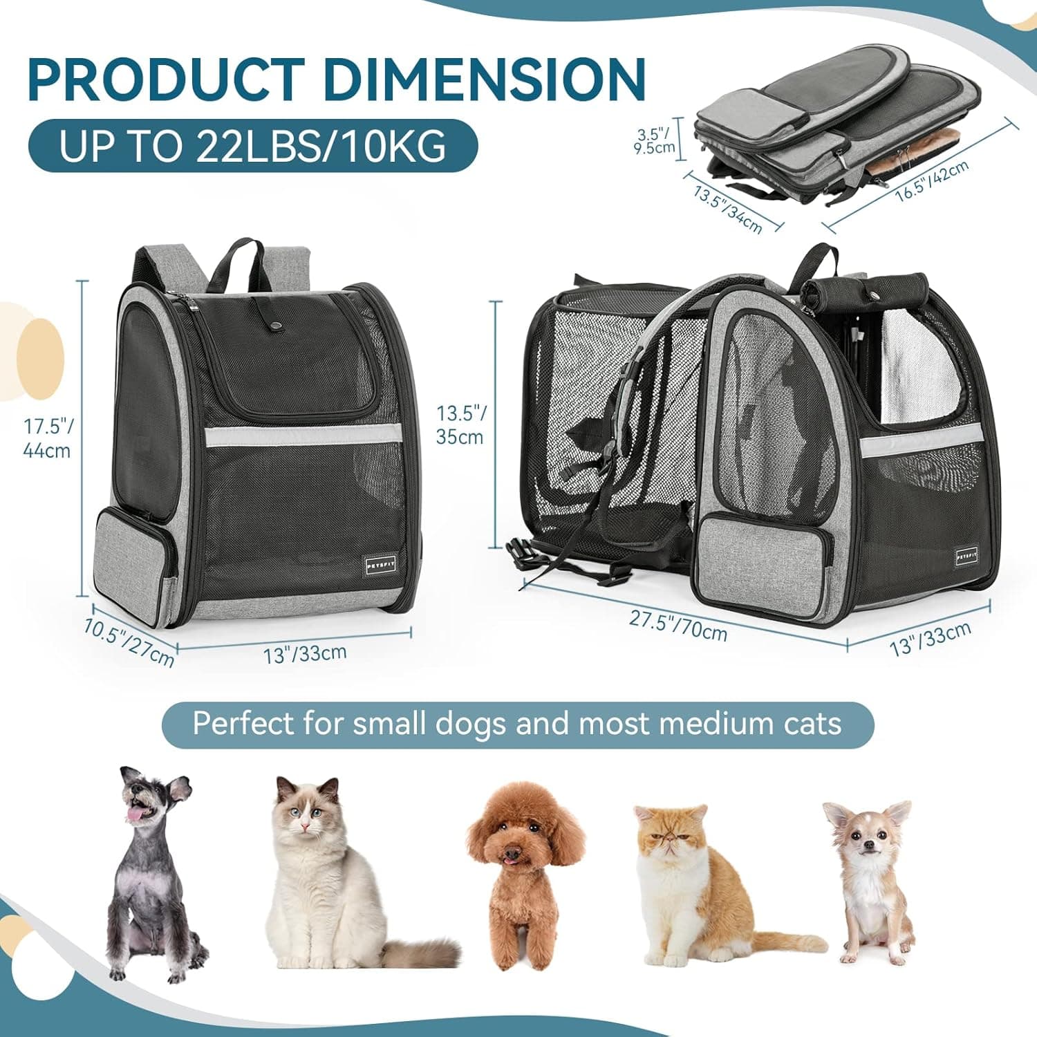 Petsfit Expandable Cat Backpack Carrier thumbnail 2