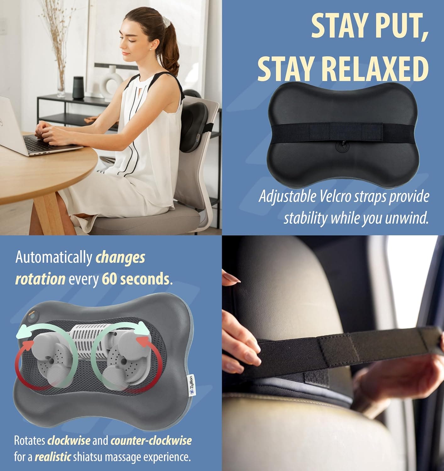 Zyllion Shiatsu Back and Neck Massager with Heat (ZMA-13) thumbnail 5