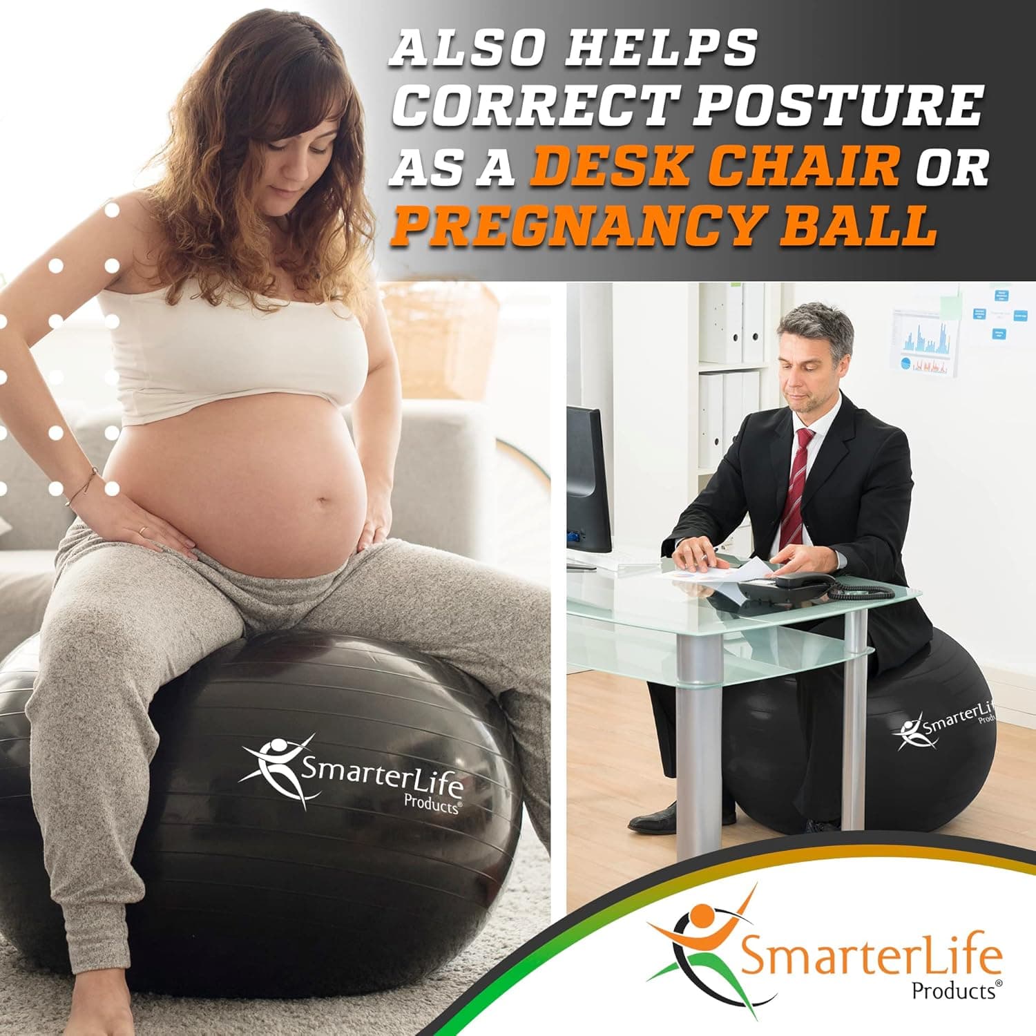 SmarterLife Exercise Ball for Fitness, Balance & Stability thumbnail 4