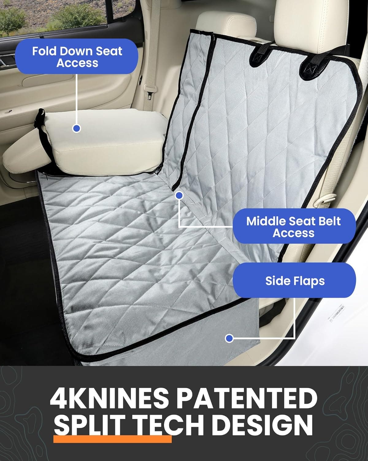 4Knines Dog Seat Cover for Back Seat (Split Bench) thumbnail 3