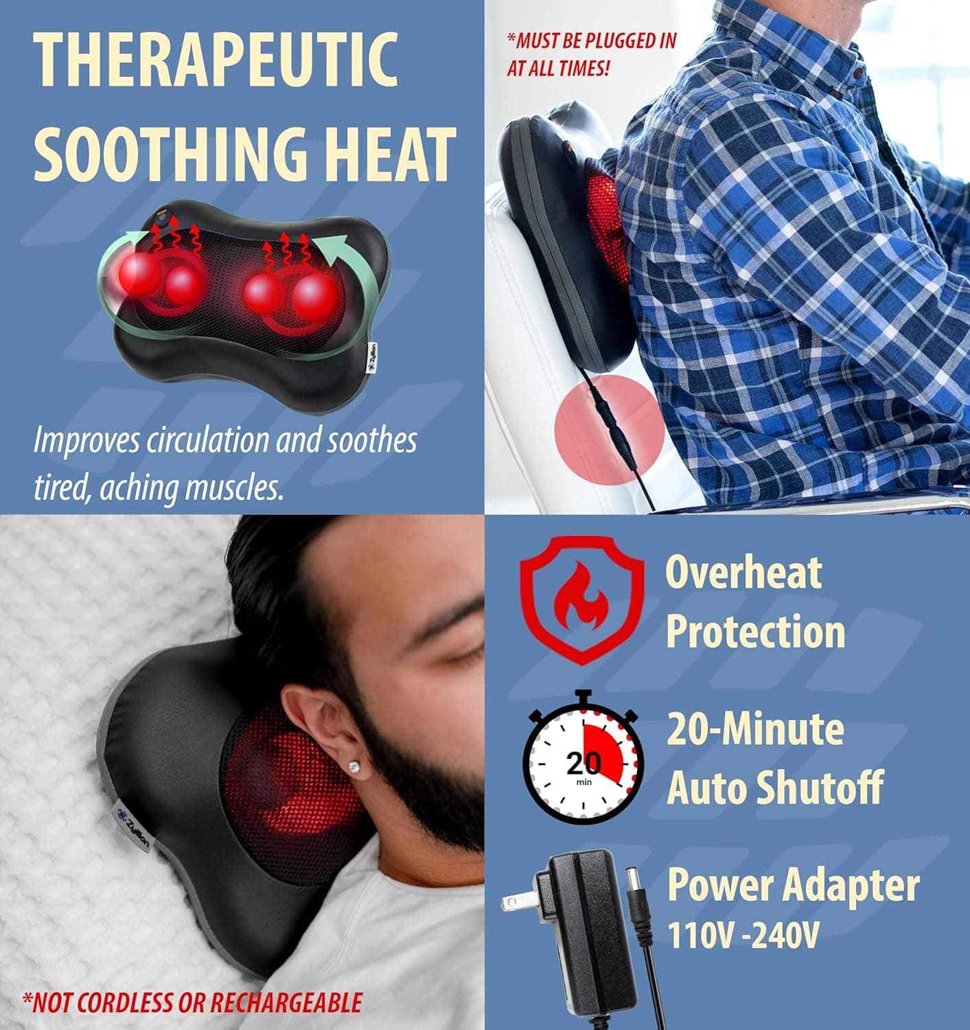 Zyllion Shiatsu Back and Neck Massager with Heat (ZMA-13) thumbnail 4
