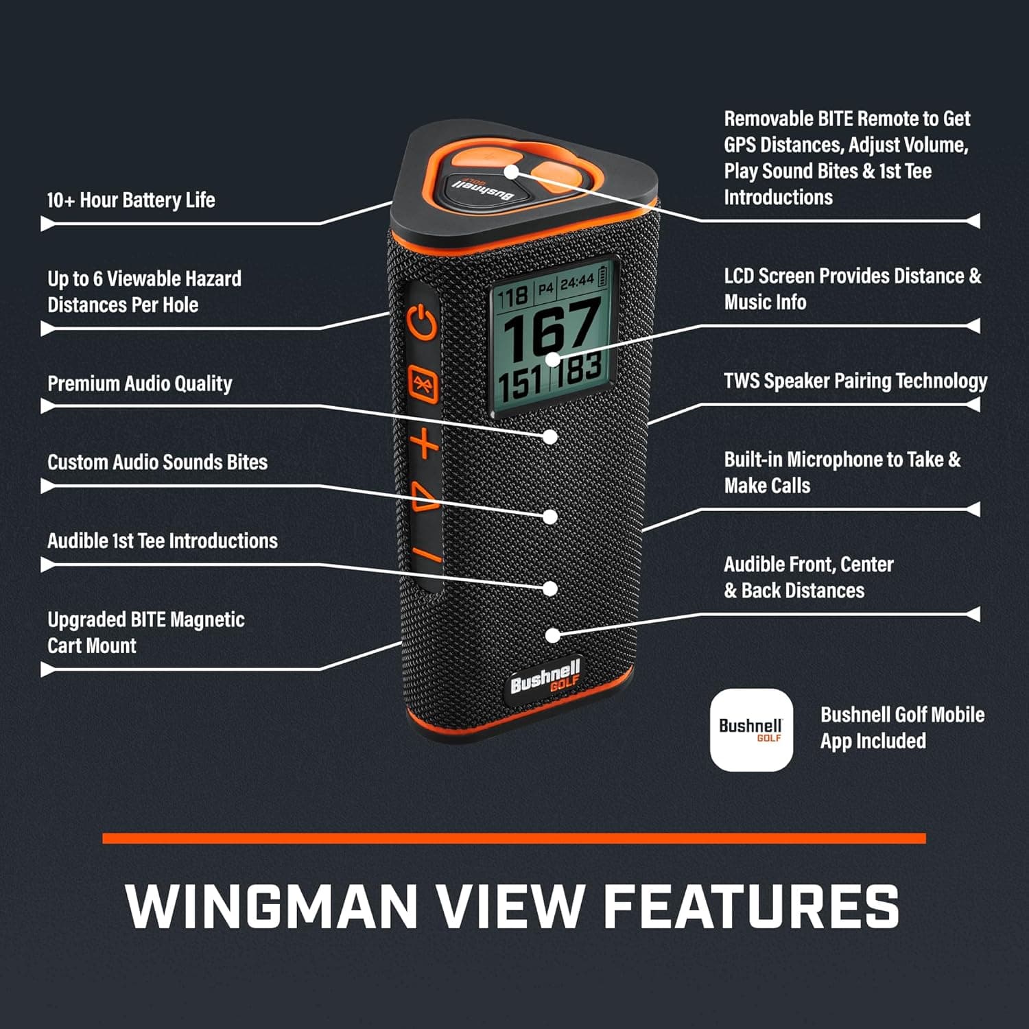 Bushnell Wingman View Golf GPS Speaker thumbnail 3
