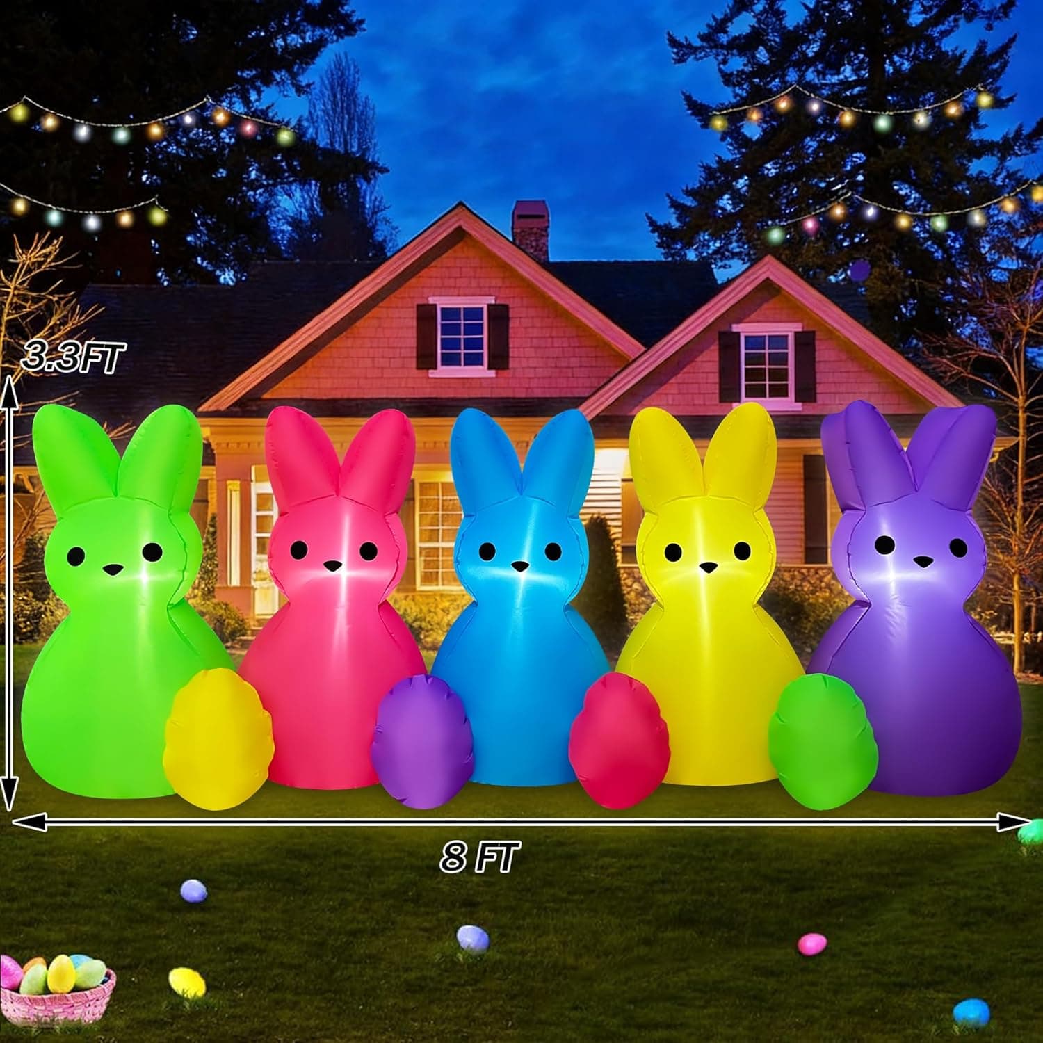 SEASONBLOW 8 FT Easter Inflatables Bunny Family thumbnail 2