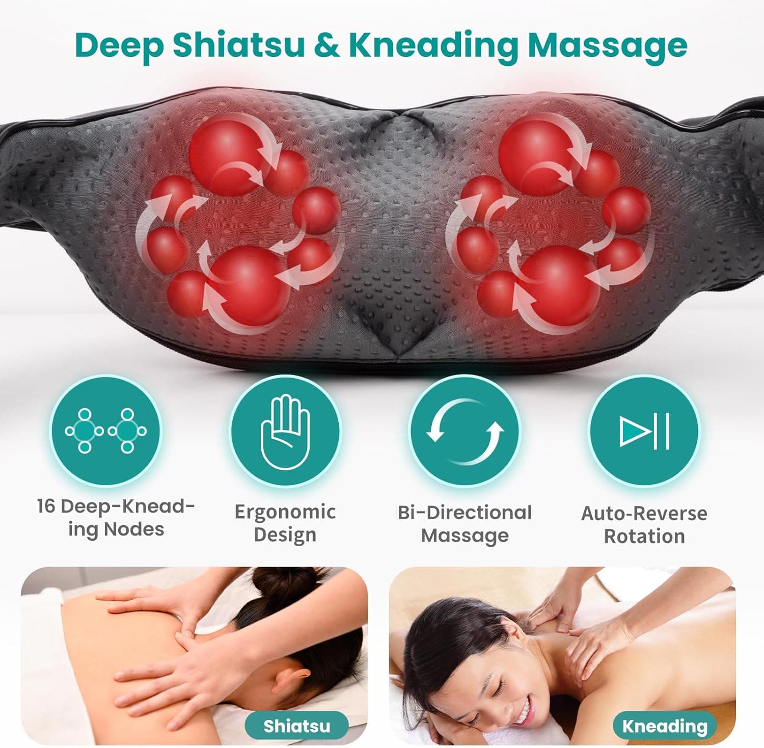Nekteck Shiatsu Neck and Back Massager with Heat thumbnail 2