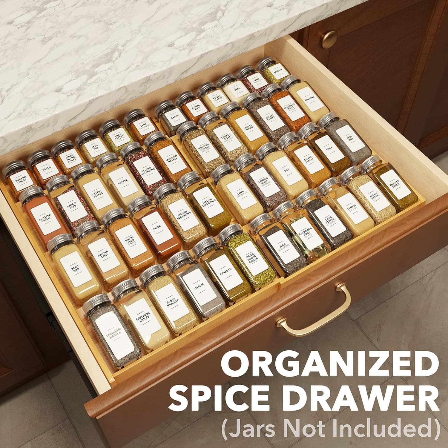 SpaceAid Bamboo Spice Drawer Organizer (Expandable 4-Tier) thumbnail 2
