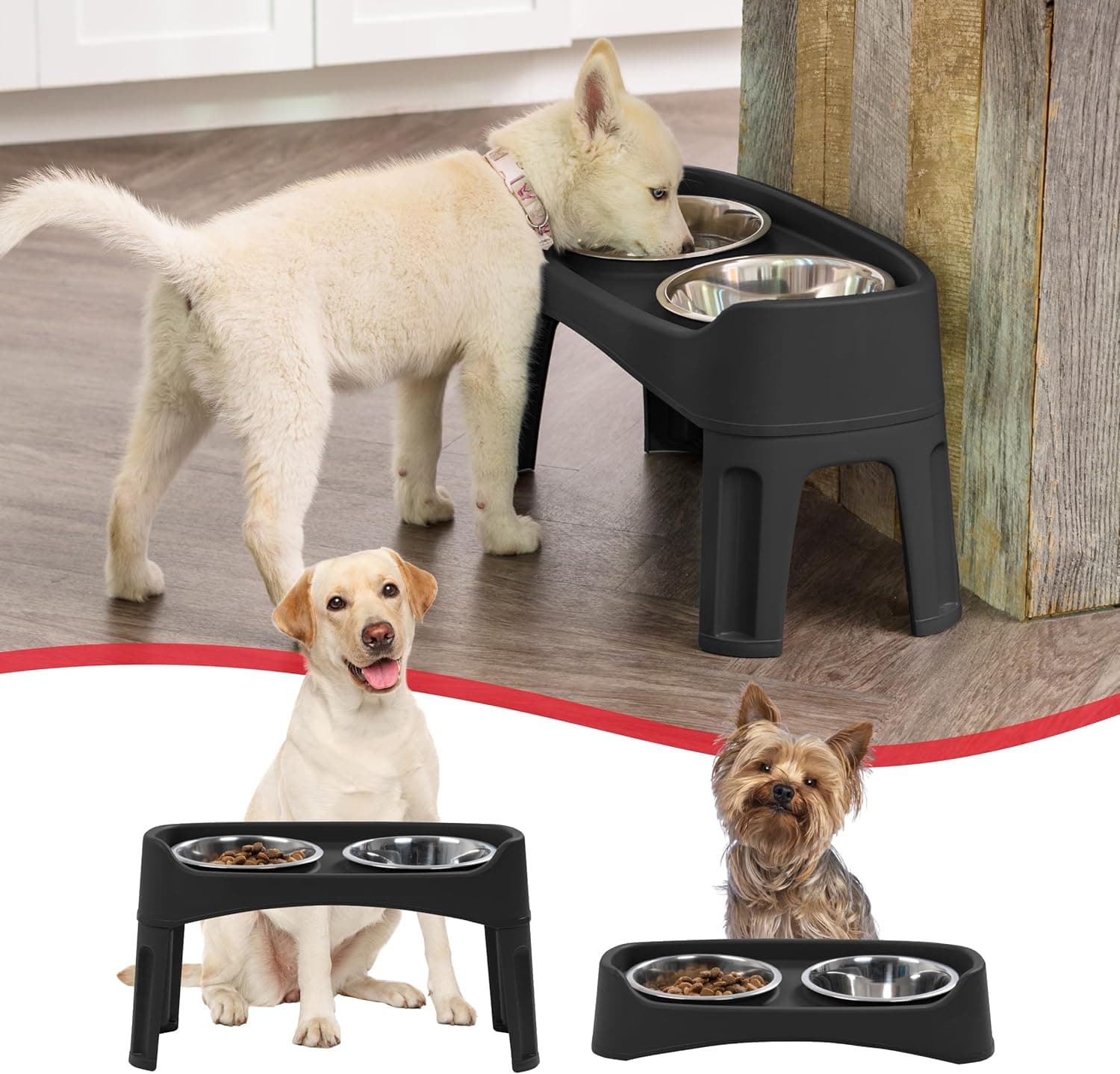 IRIS USA Elevated Dog Bowls Adjustable Height thumbnail 5
