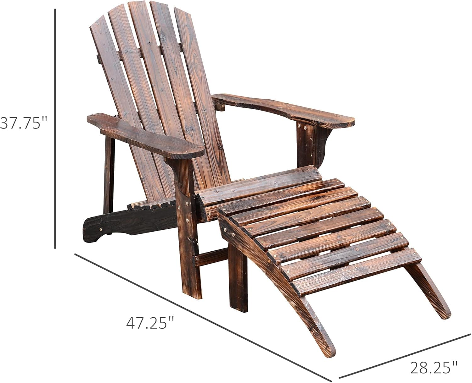 Outsunny Wooden Adirondack Chair with Ottoman thumbnail 3
