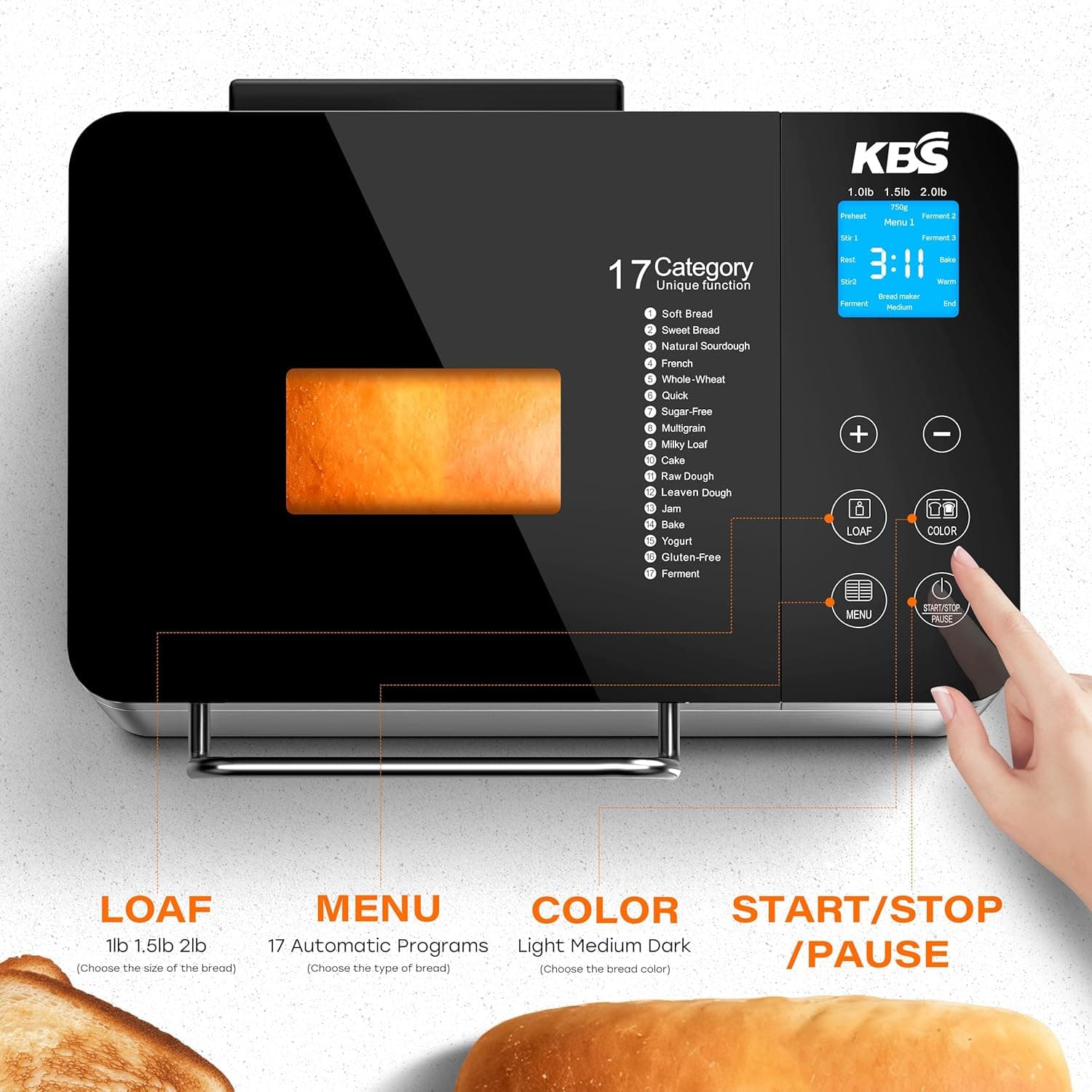 KBS Large 17-in-1 Bread Machine thumbnail 2