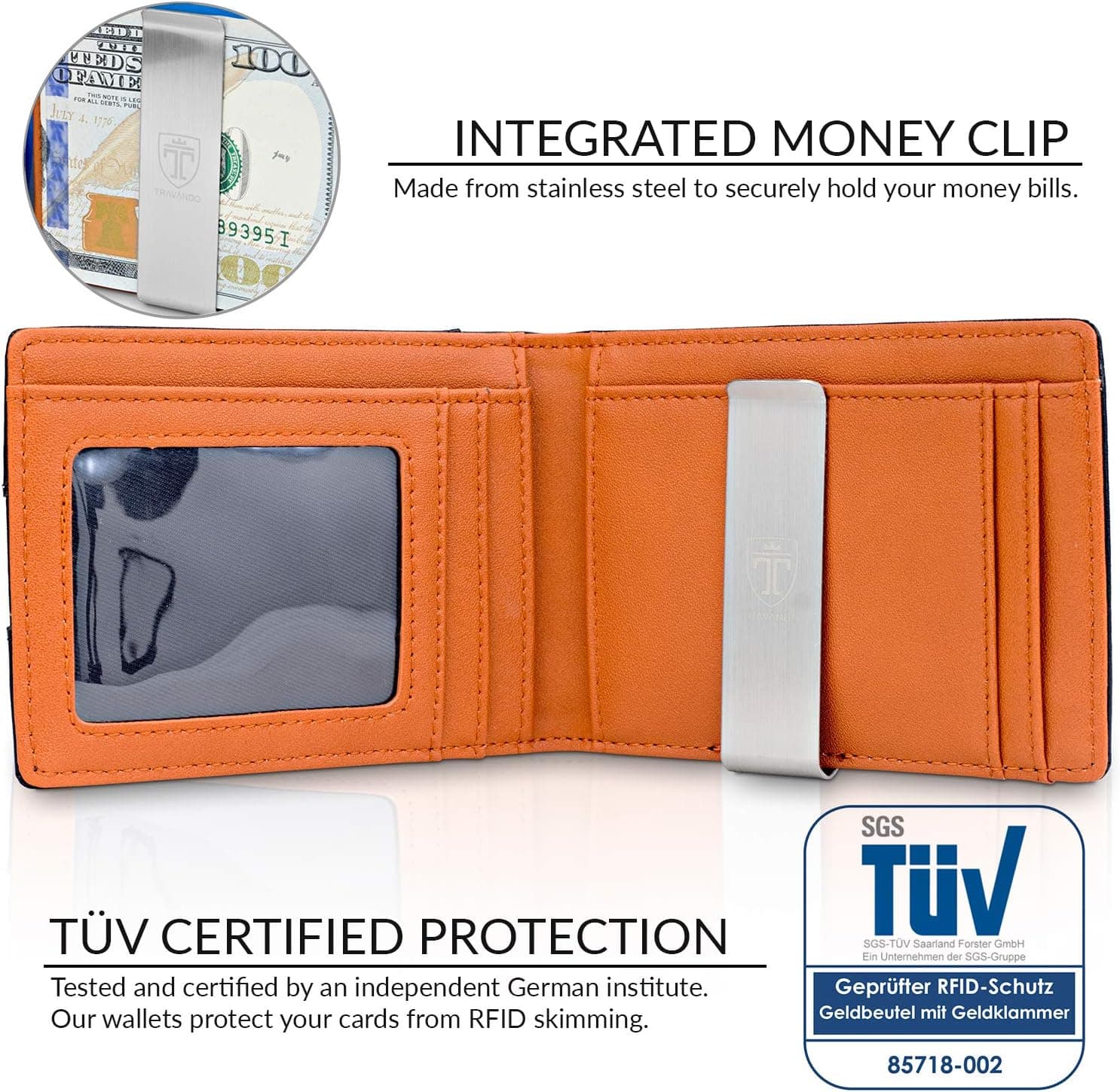 TRAVANDO Mens Slim Wallet with Money Clip SEATTLE thumbnail 3